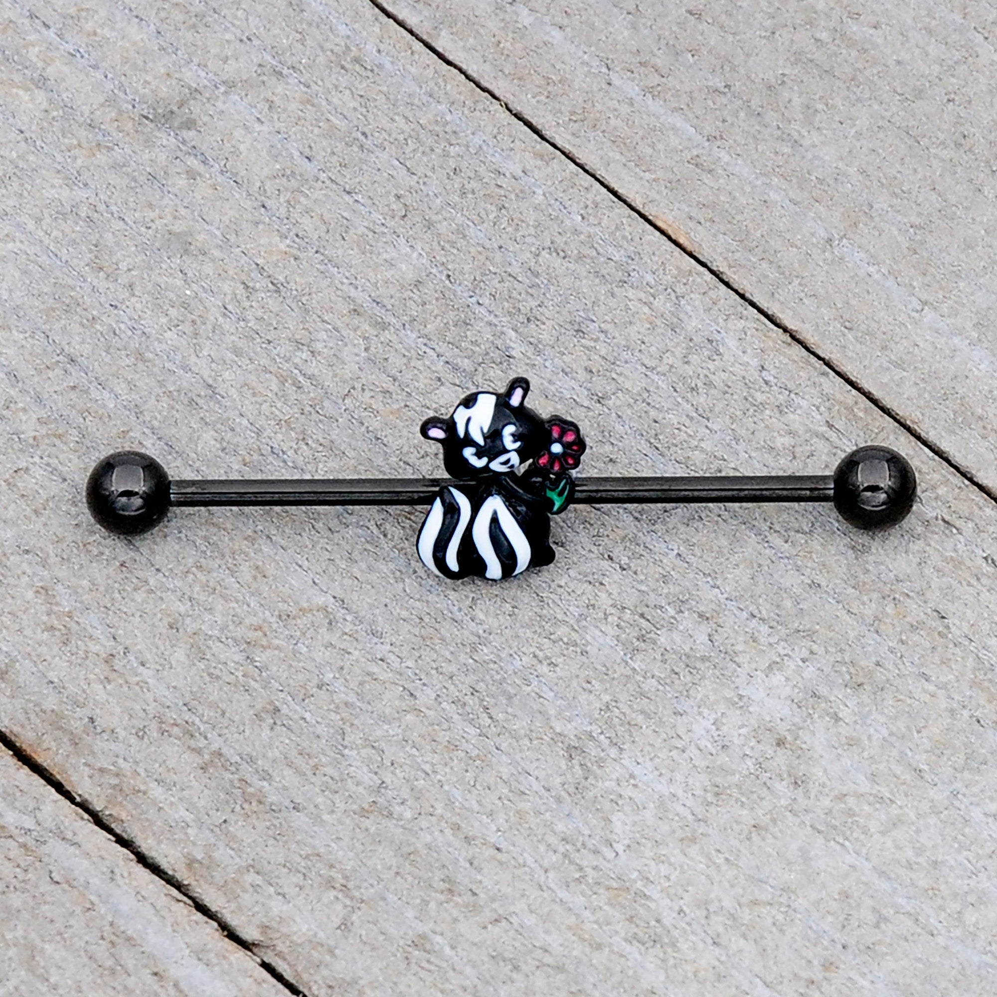 14 Gauge Black Funky Skunk Industrial Barbell 38mm