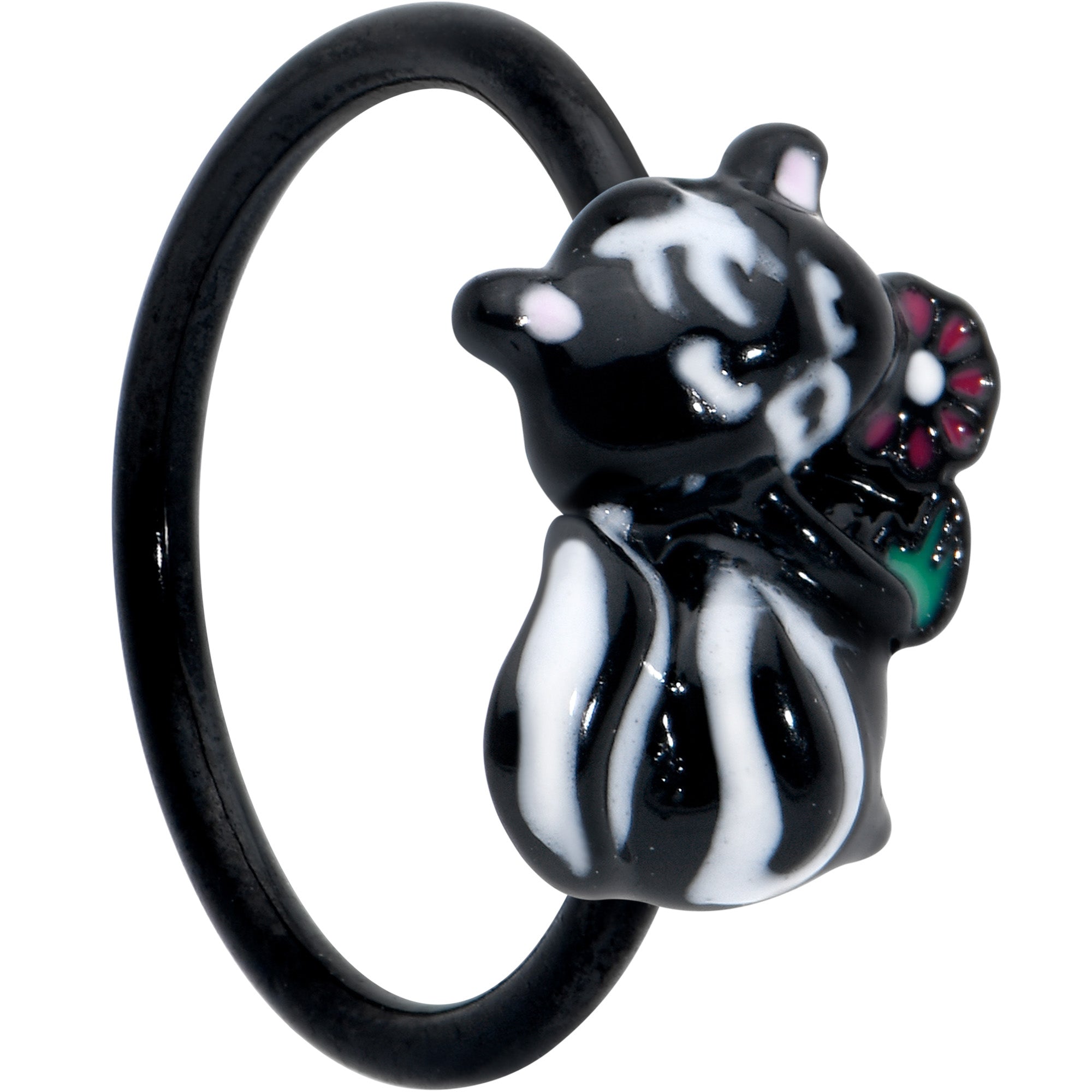 20 Gauge 5/16 Black Funky Skunk Nose Hoop