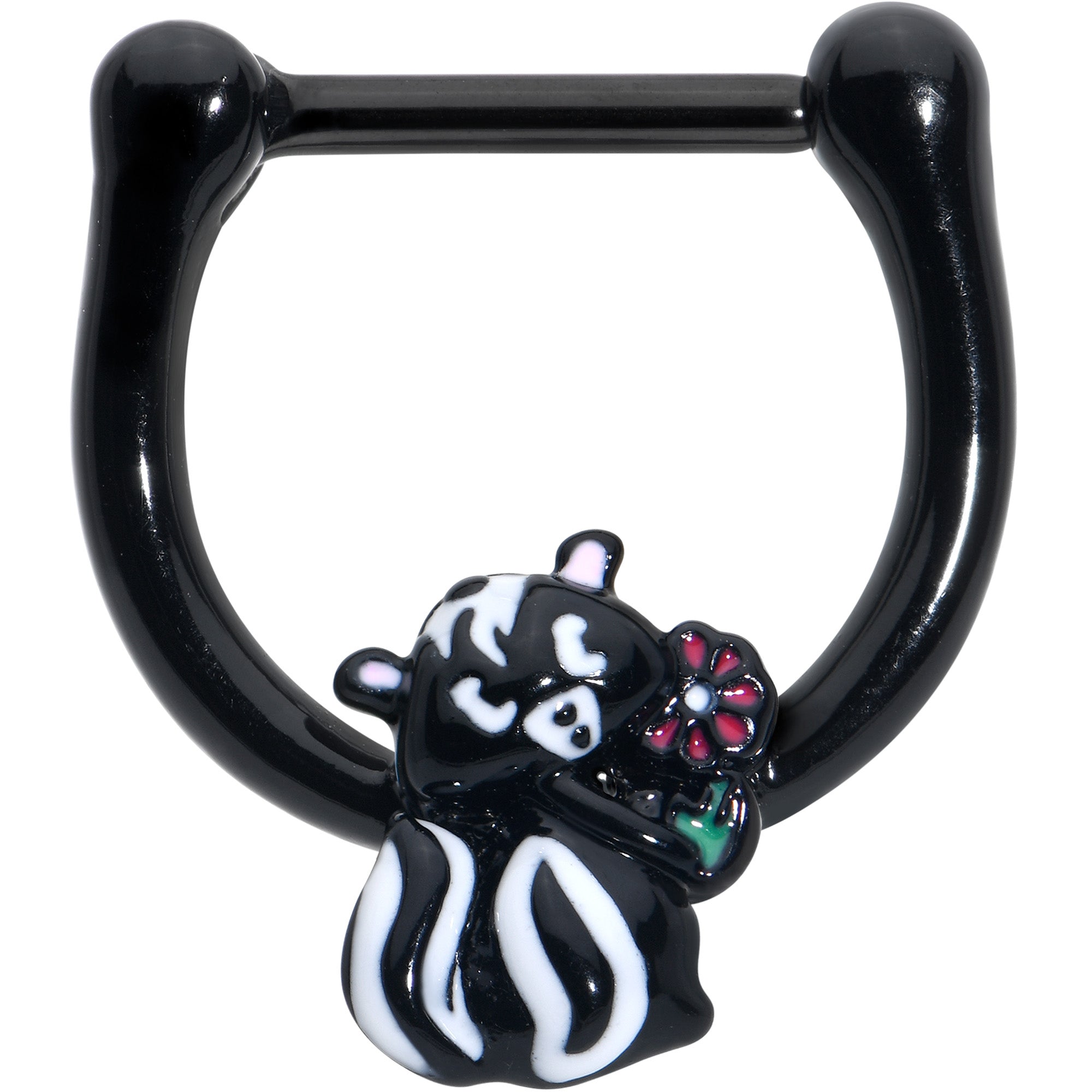 16 Gauge 5/16 Black Funky Skunk Cartilage Clicker