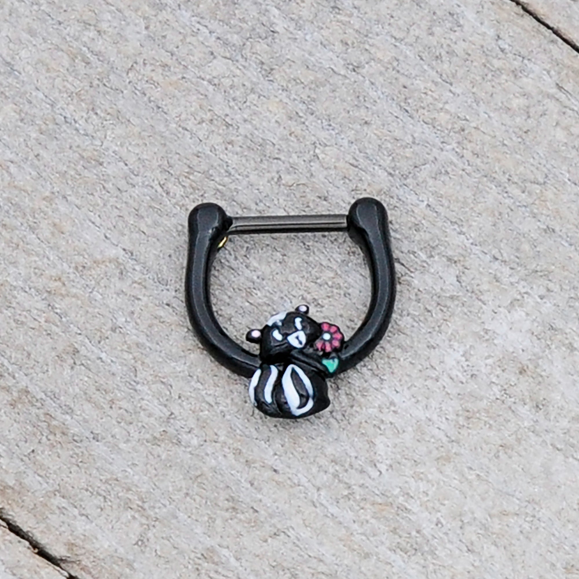 16 Gauge 5/16 Black Funky Skunk Cartilage Clicker