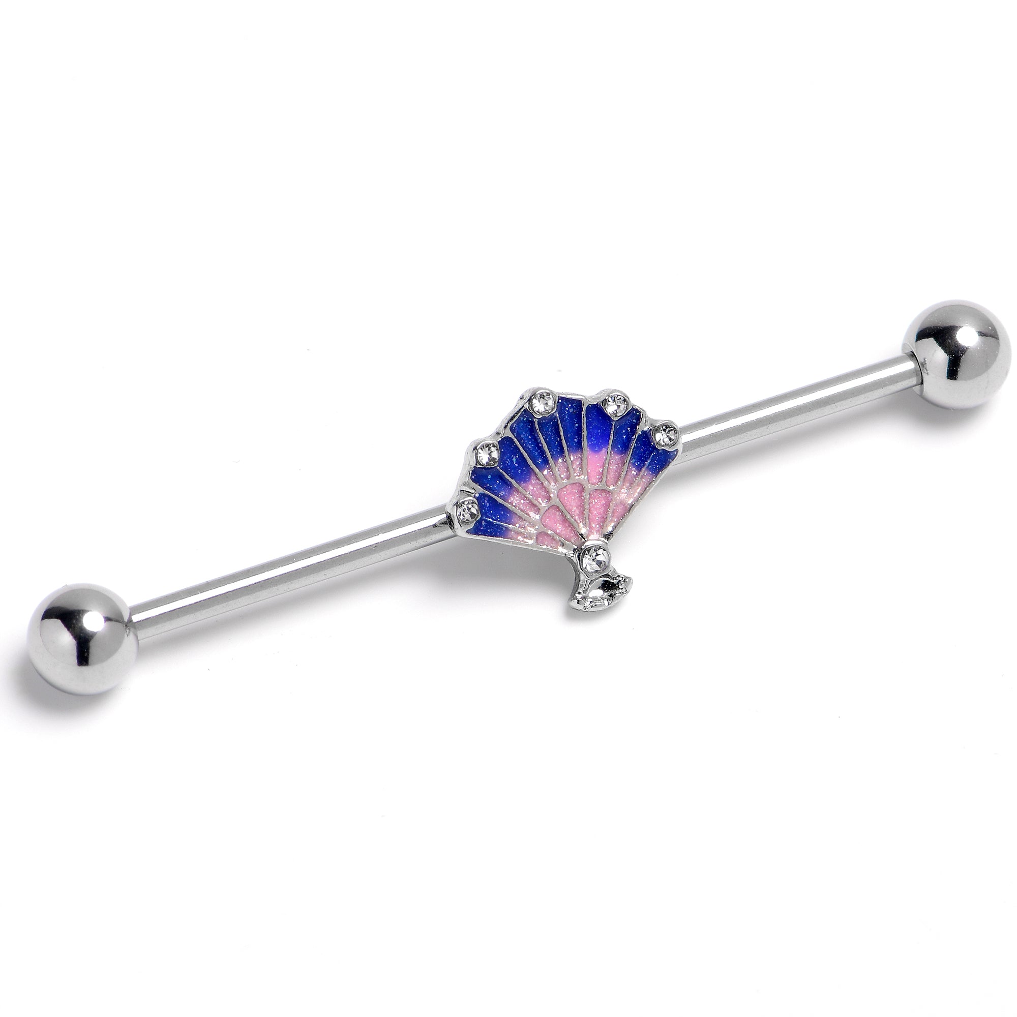 14 Gauge Mesmerizing Ocean Magic Sea Shells Industrial Barbell 38mm