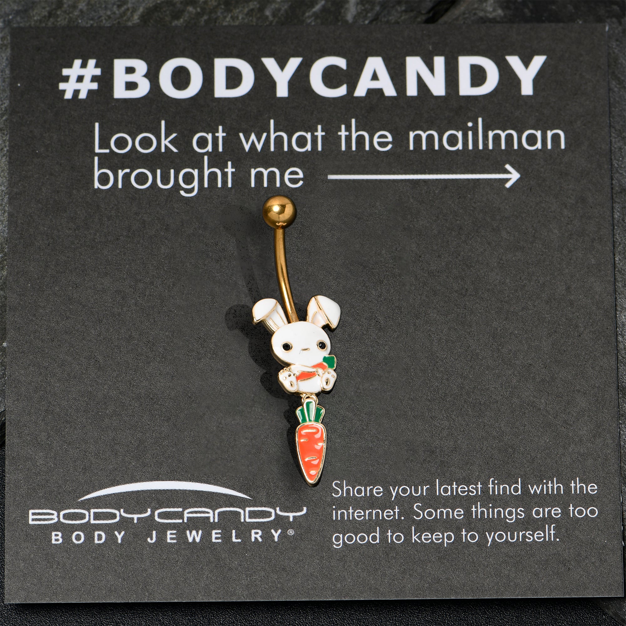 Gold Tone Cutie Easter Bunny Carrot Dangle Belly Ring