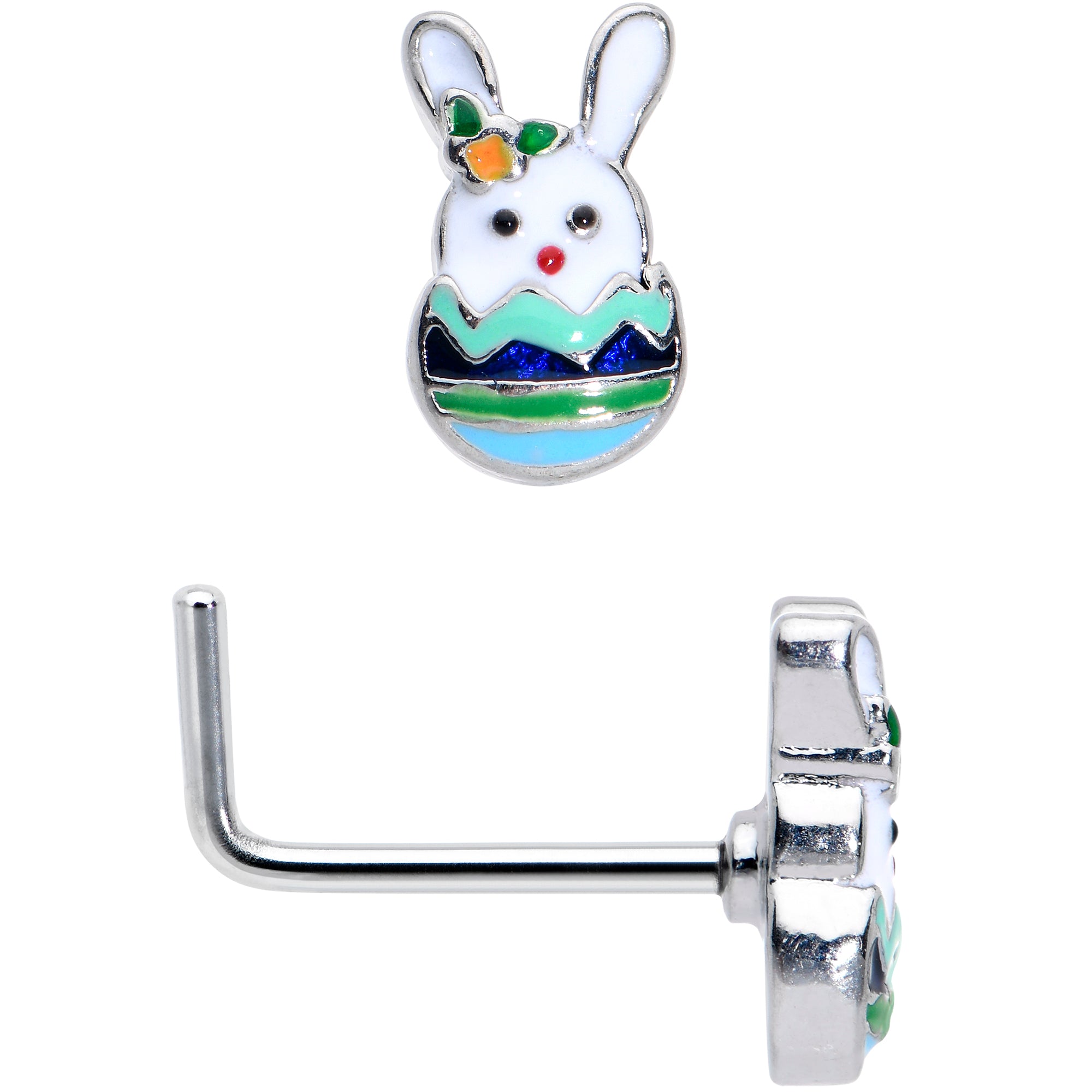 20 Gauge 7mm Easter Egg Bunny L Shape Nose Ring