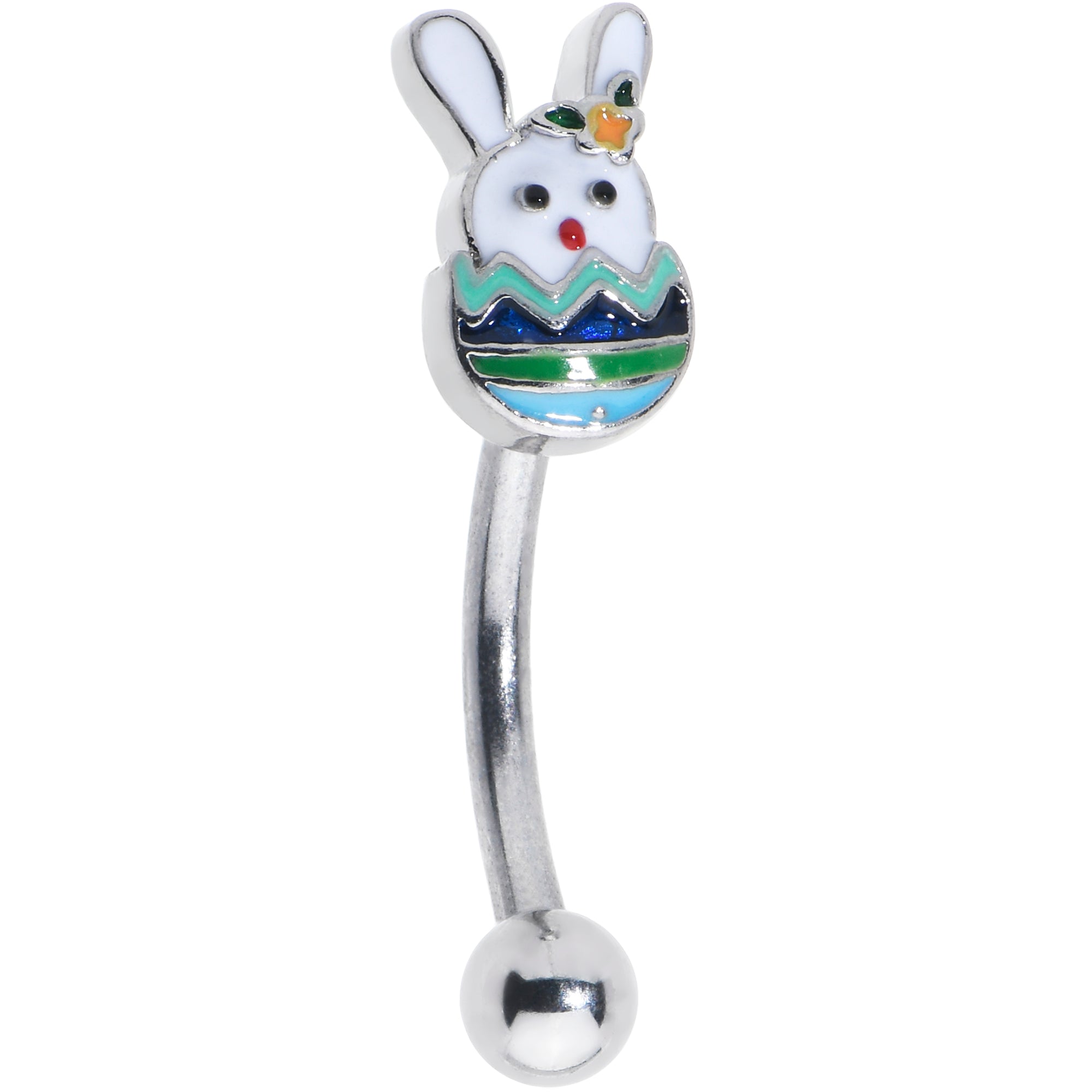 16 Gauge 5/16 Easter Egg Bunny Curved Eyebrow Ring