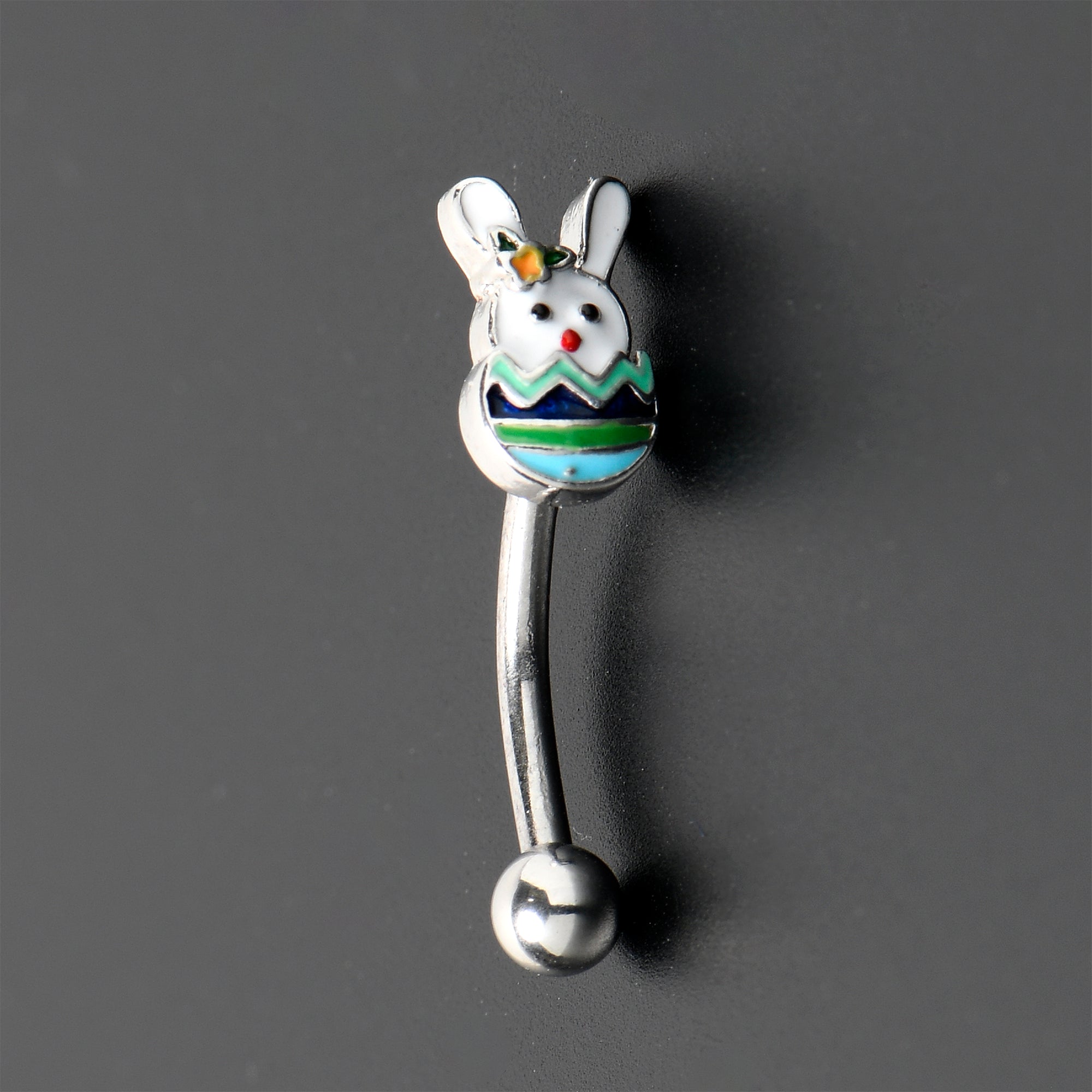 16 Gauge 5/16 Easter Egg Bunny Curved Eyebrow Ring