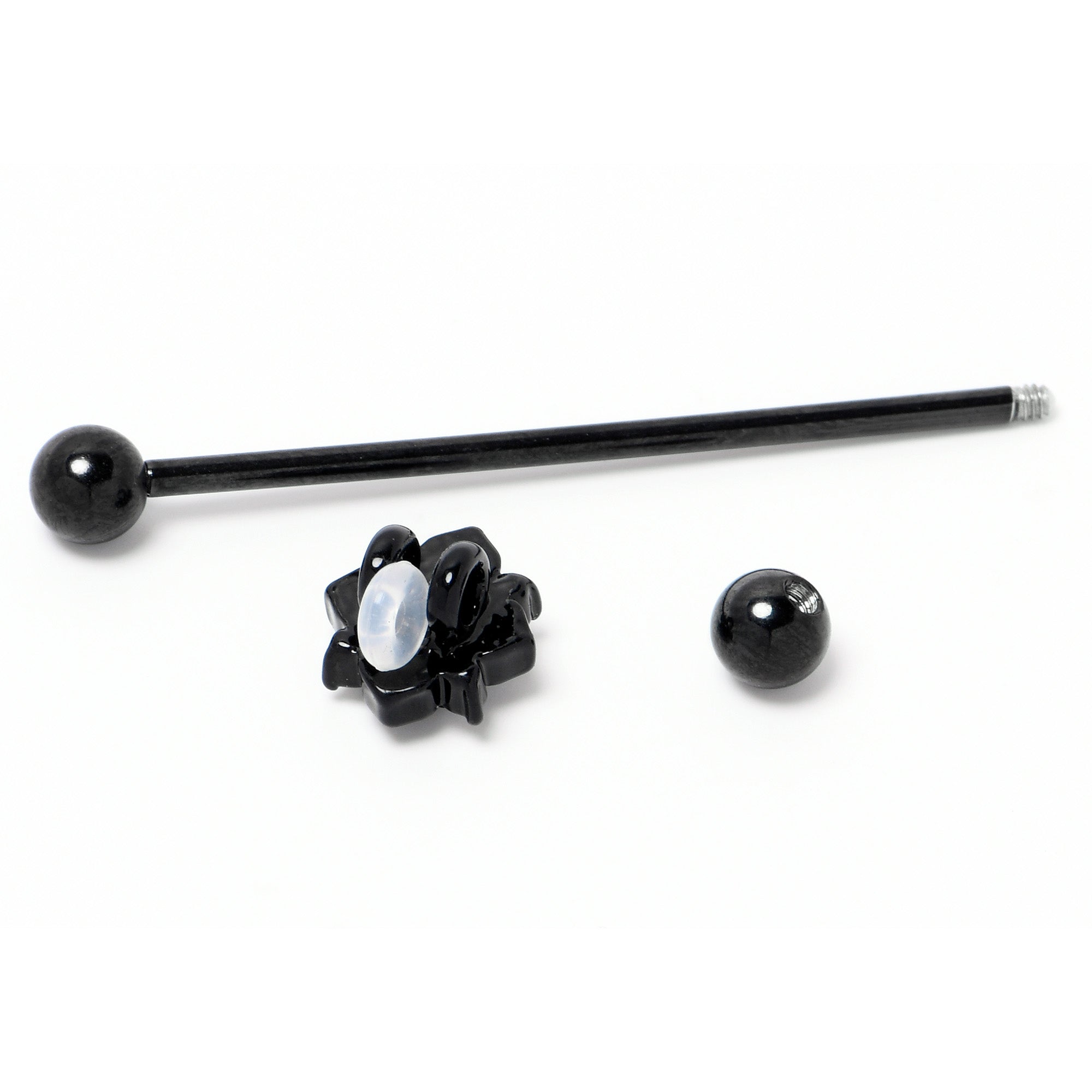 14 Gauge Purple Gem Black Scrolling Hearts Industrial Barbell 38mm