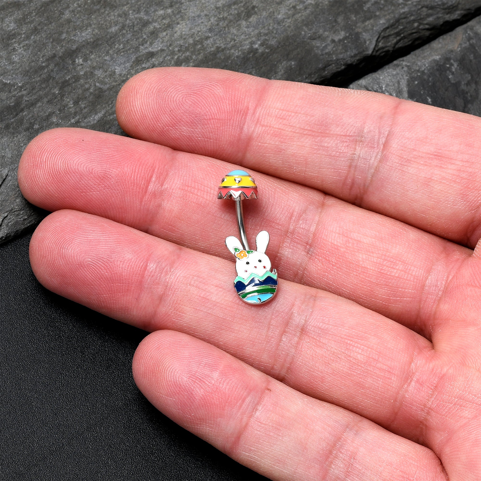 Easter Egg Bunny Double Mount Belly Ring