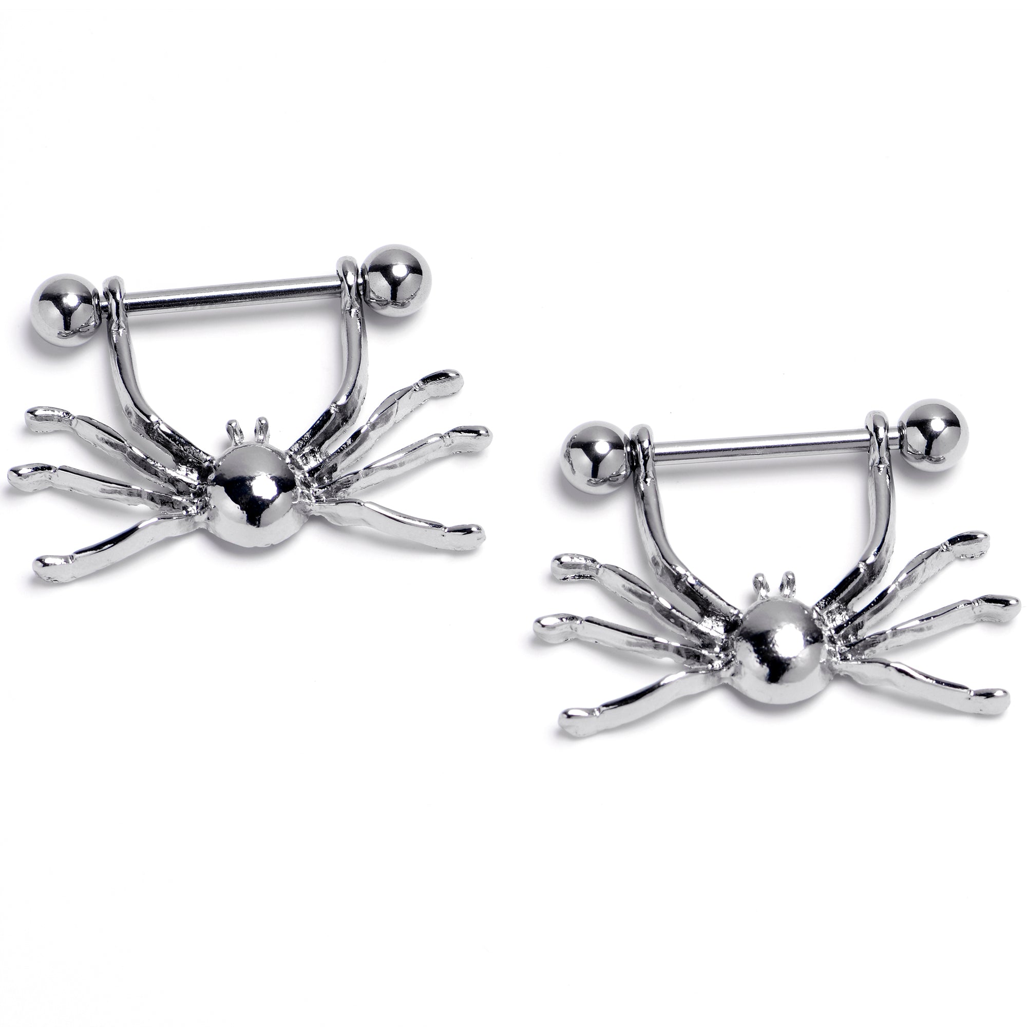 14 Gauge 9/16 Captivating Spider Dangle Nipple Shield Set