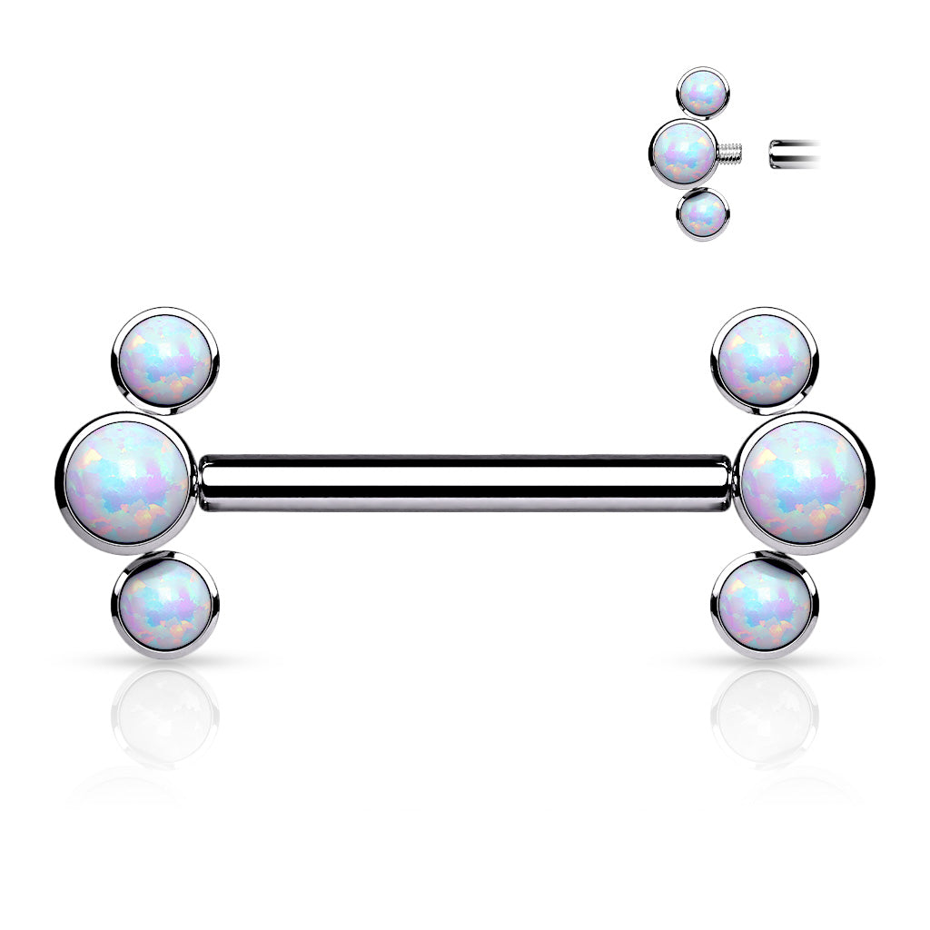 14 Gauge Synthetic Opal ASTM F-136 Implant Grade Titanium Internally Threaded Bridge Barbell