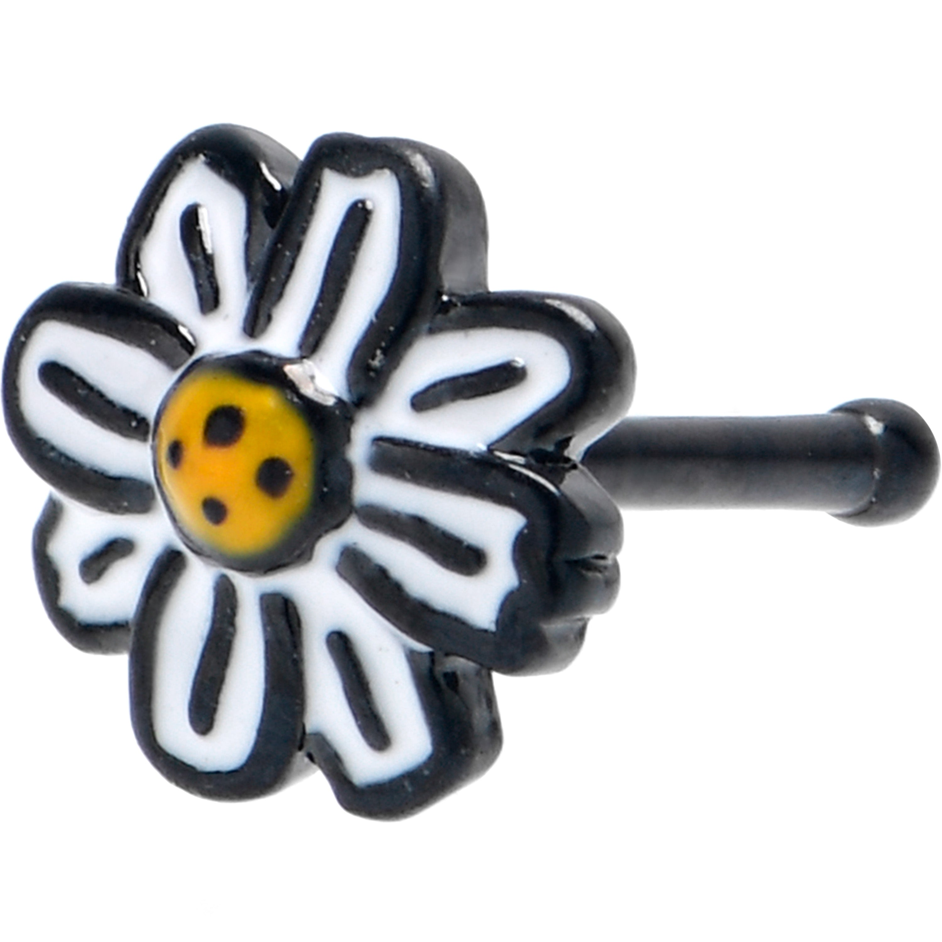 20 Gauge 1/4 Black Pretty Daisy Flower Nose Bone