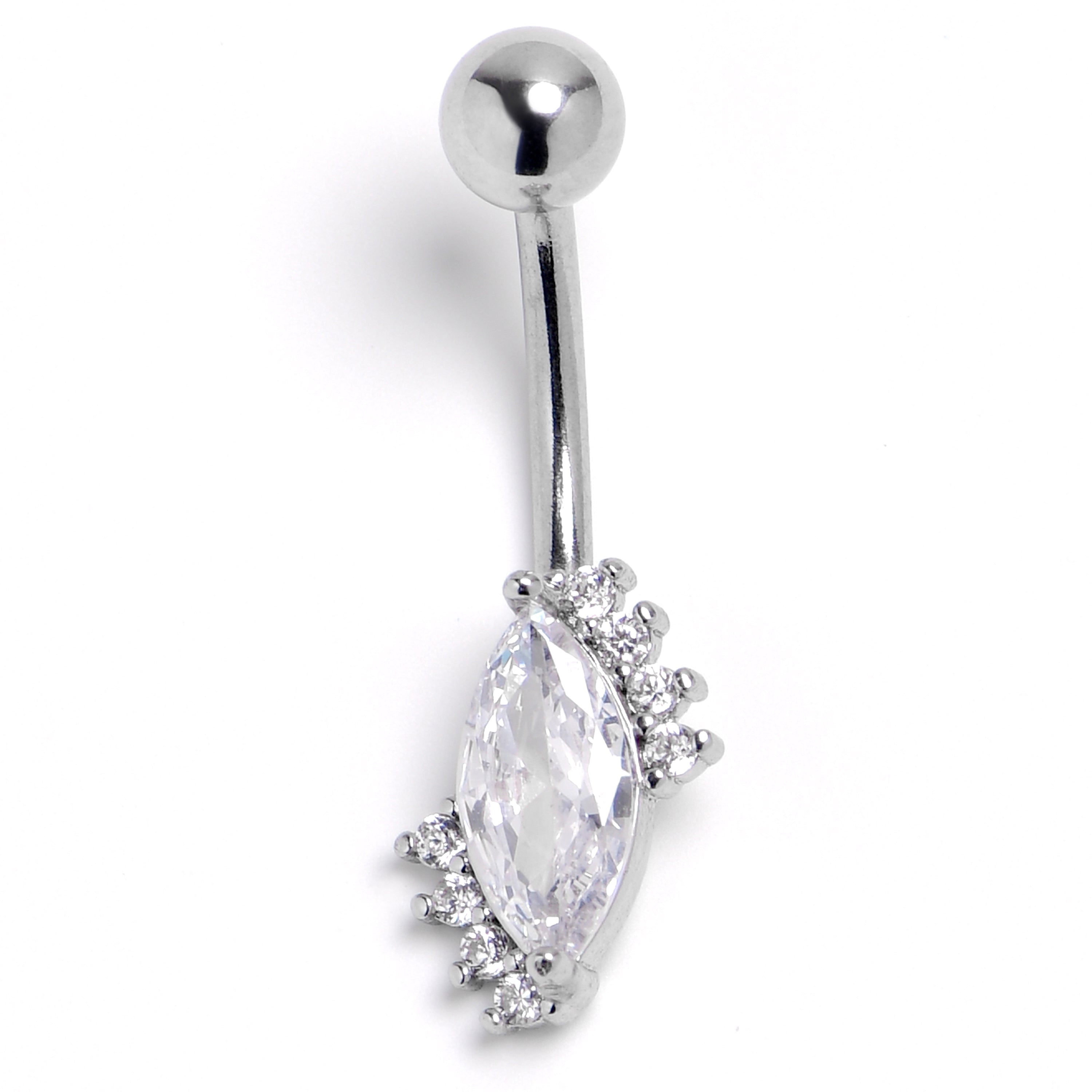 Clear Gem Firey Drop Belly Ring