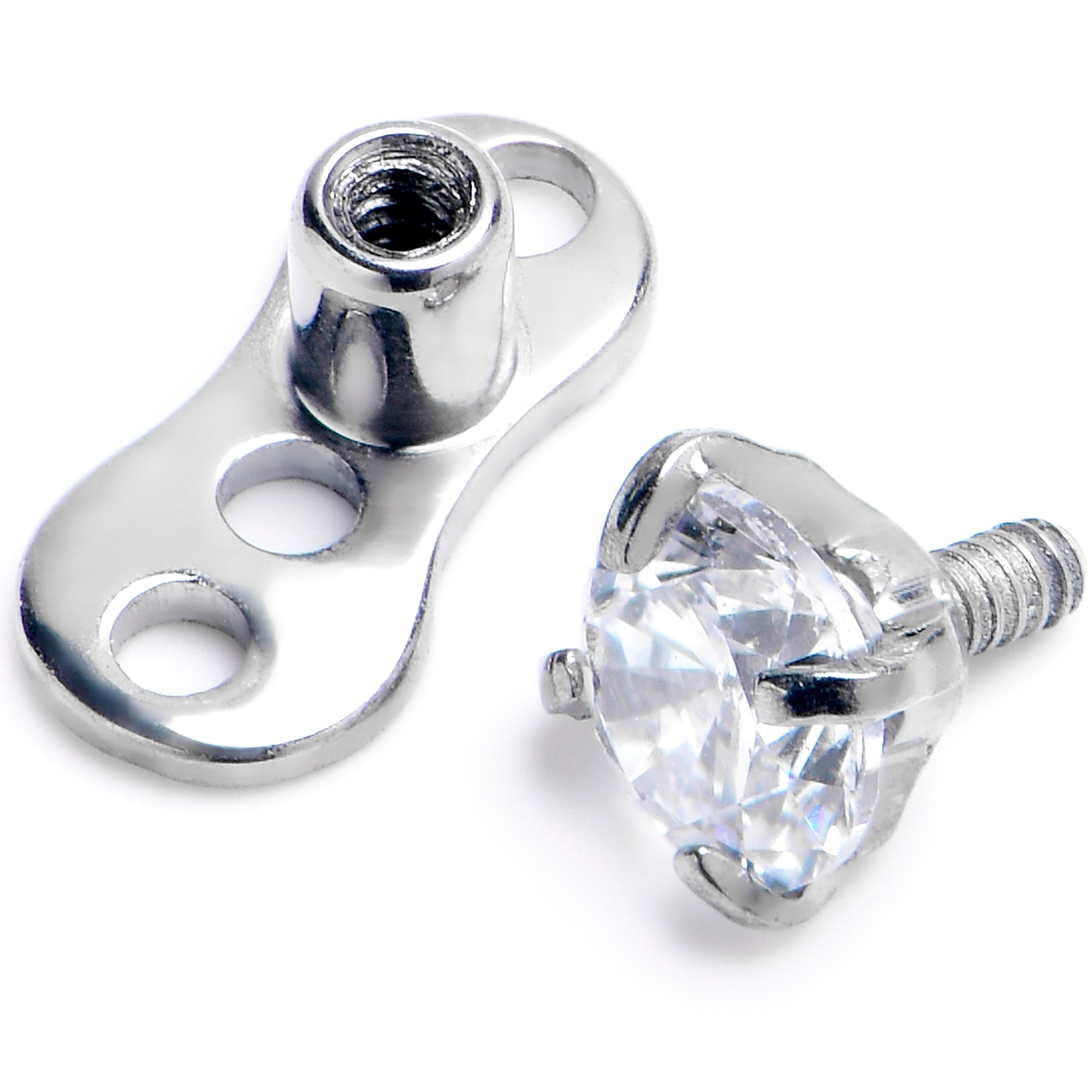 16 Gauge 3mm CZ Top 3 Hole Dermal Implant Grade Titanium Anchor Base