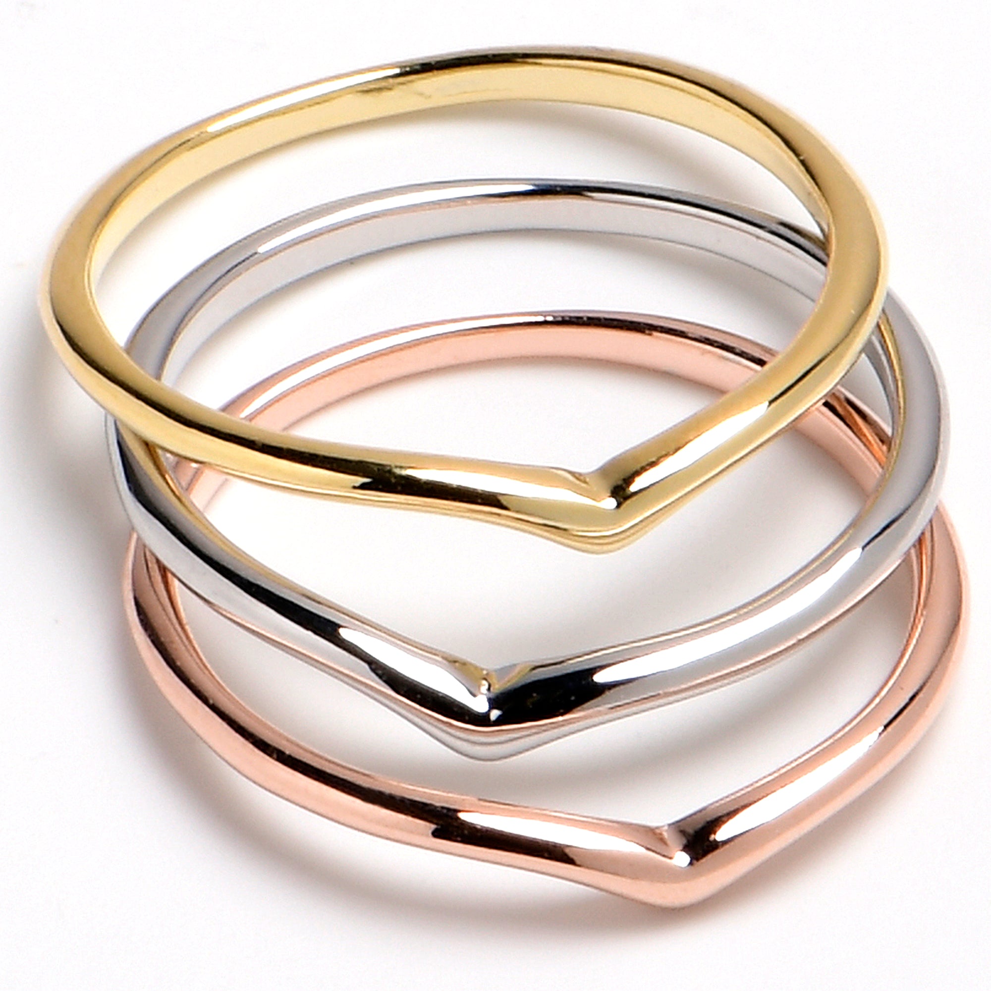 Midi Ring Tri Colored Trio Stackable Toe Ring Set