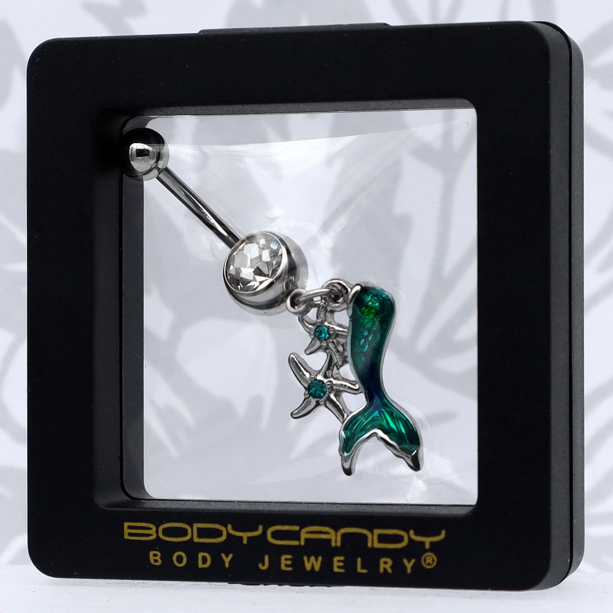 Blue Clear Gem Green Mermaid Tail Stars Dangle Belly Ring