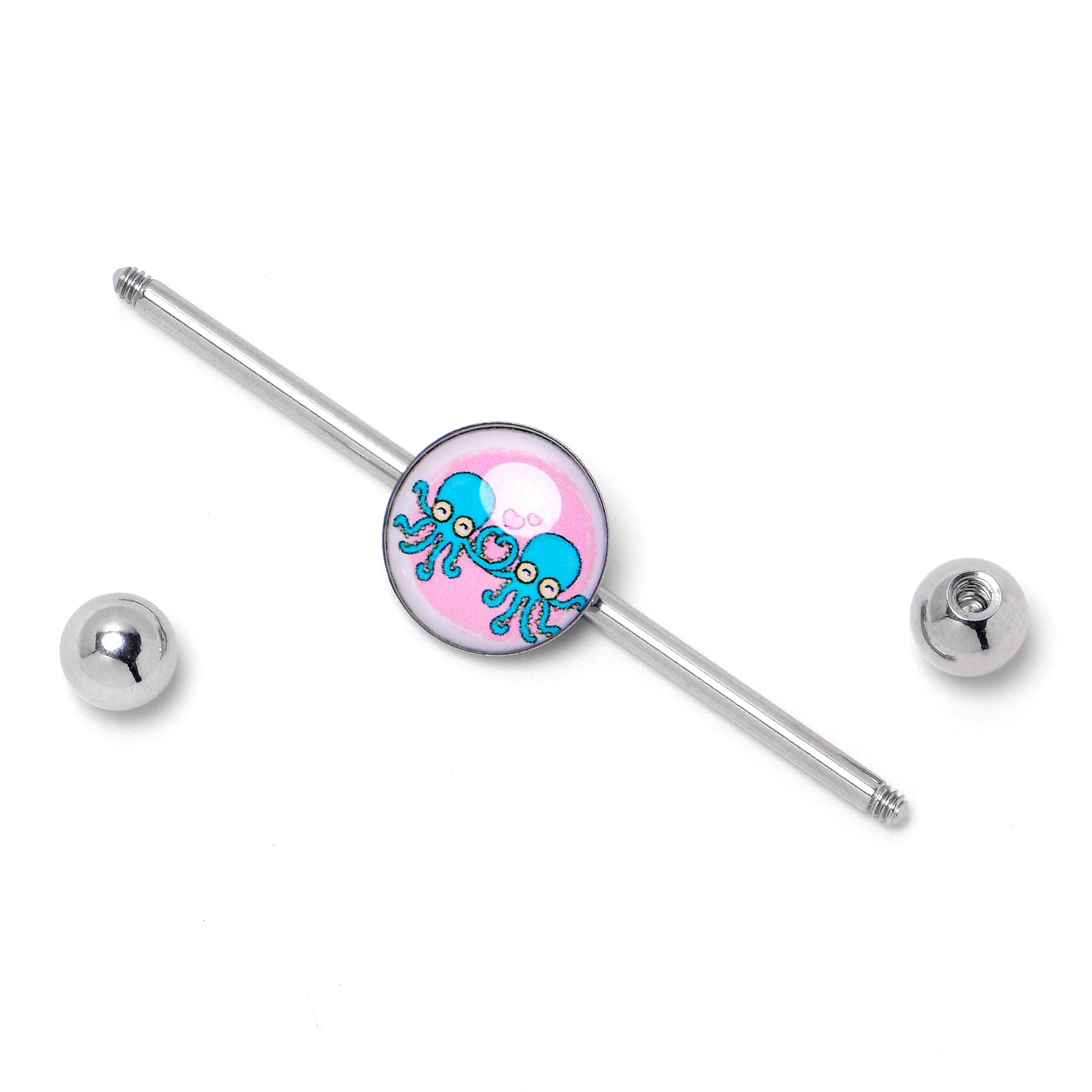 14 Gauge Loving Octopus Duo Industrial Barbell 38mm