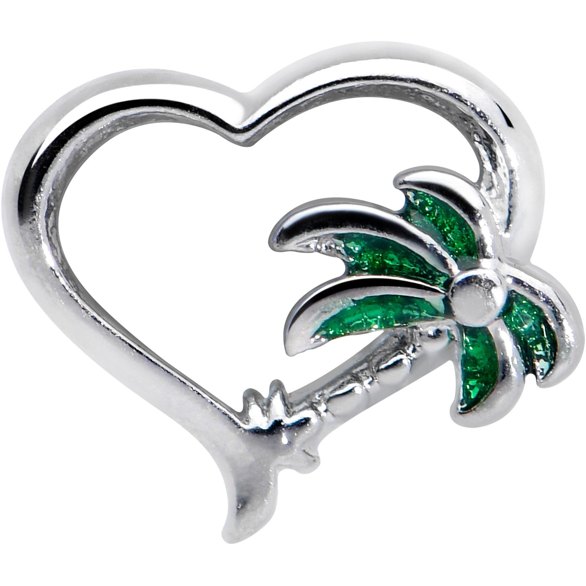 20 Gauge 1/4 Palm Tree Love Heart L Shape Nose Ring