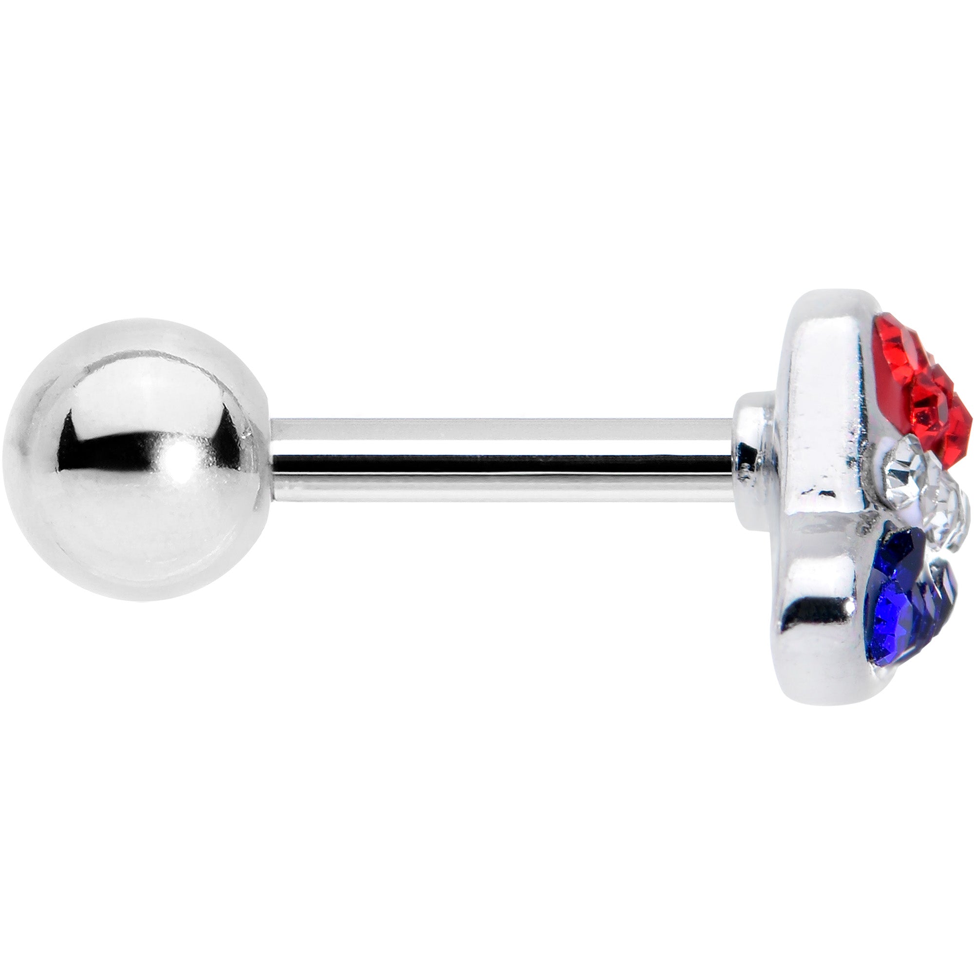 16 Gauge 1/4 Red Blue Clear Gem Patriotic Hat Cartilage Tragus Earring