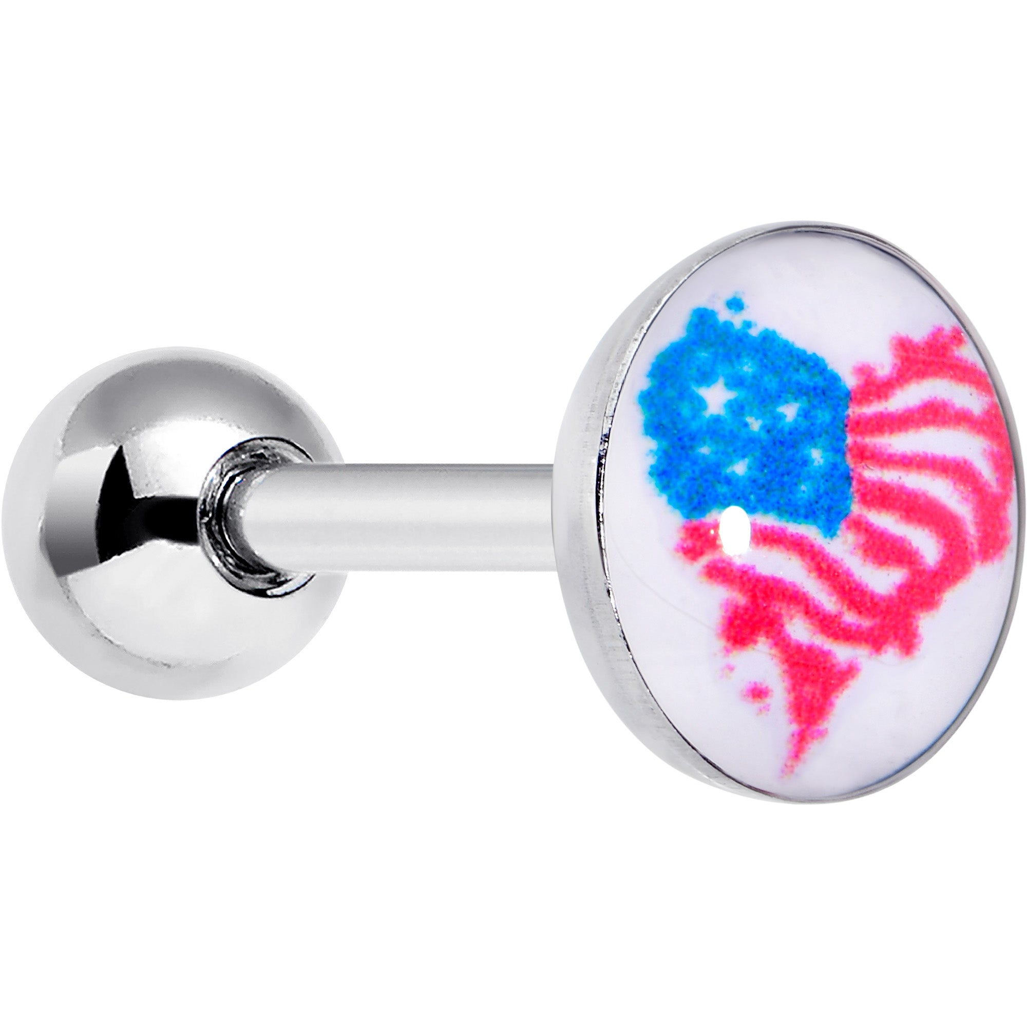 16 Gauge 1/4 Heart Flag Patriotic Cartilage Tragus Earring