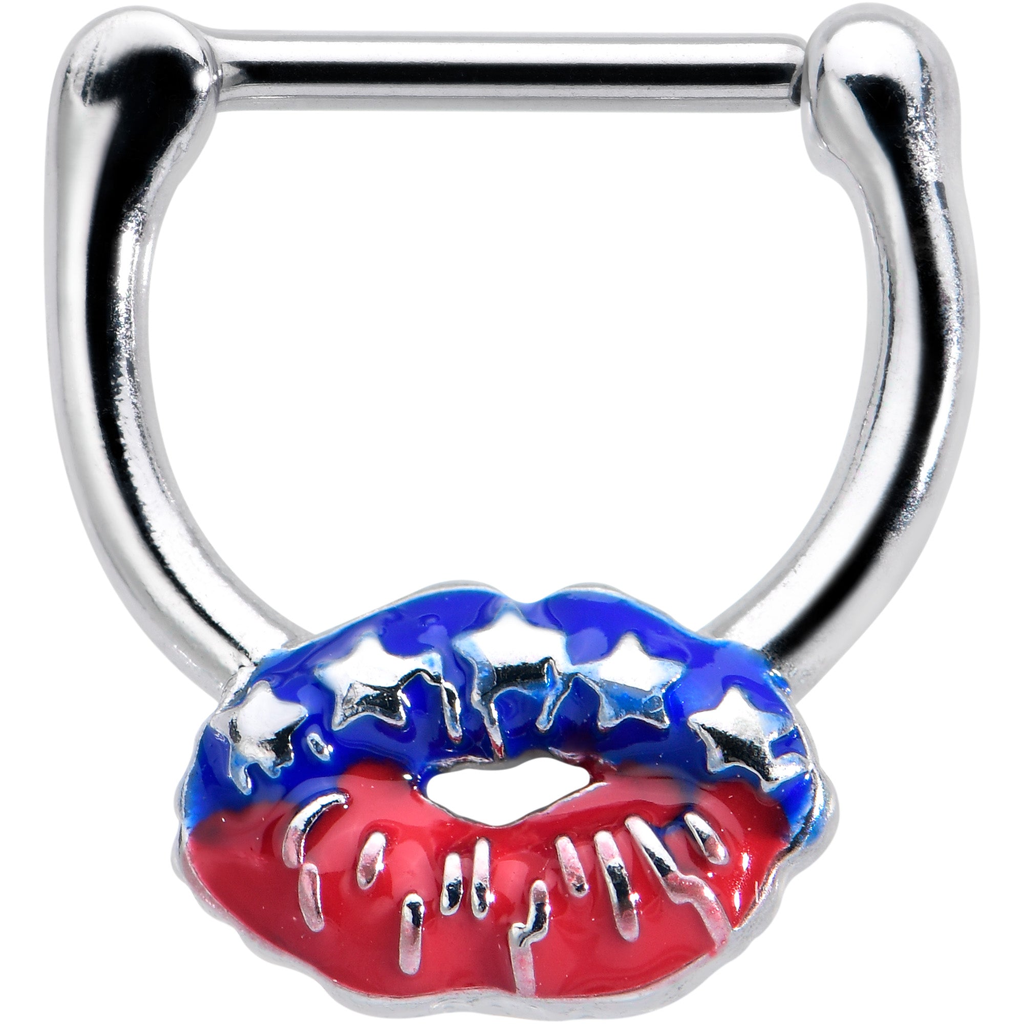 16 Gauge 5/16 Patriotic Kissy Lips Cartilage Clicker