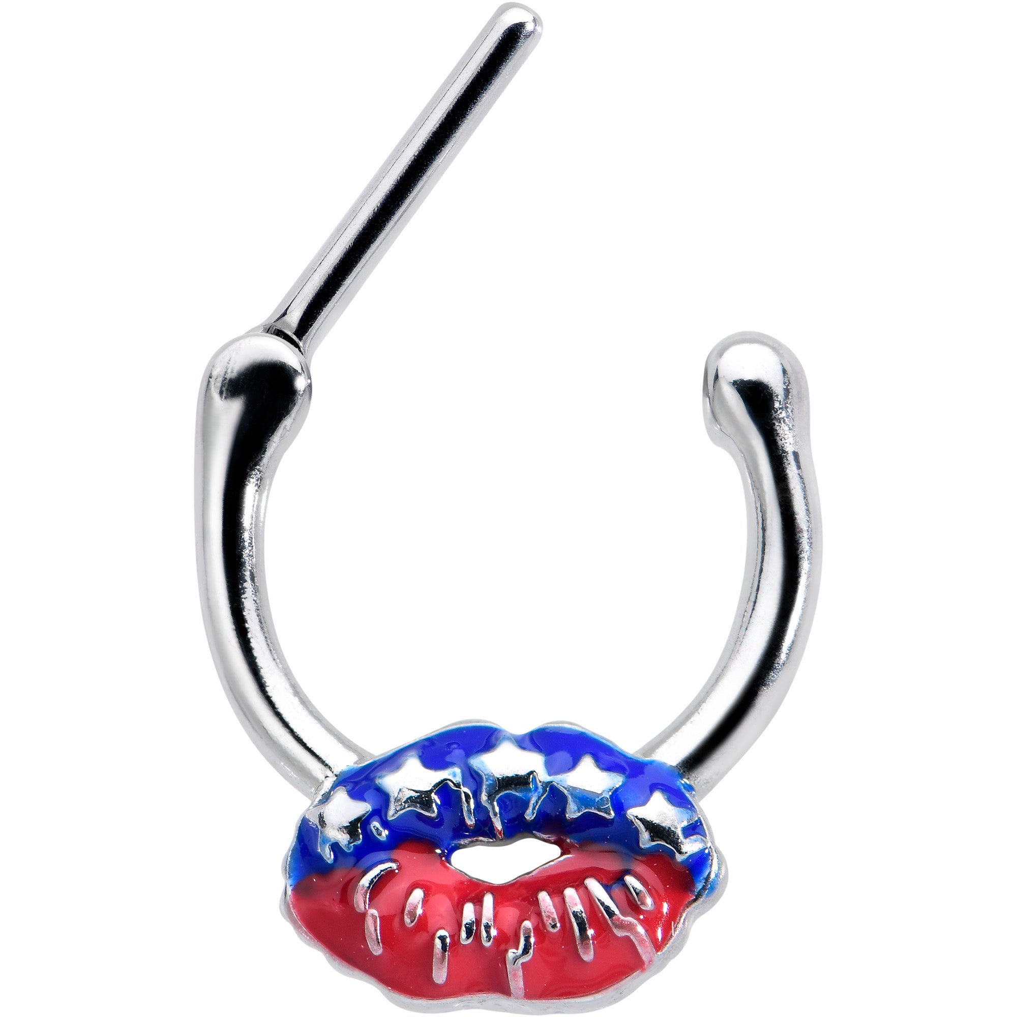 16 Gauge 5/16 Patriotic Kissy Lips Cartilage Clicker