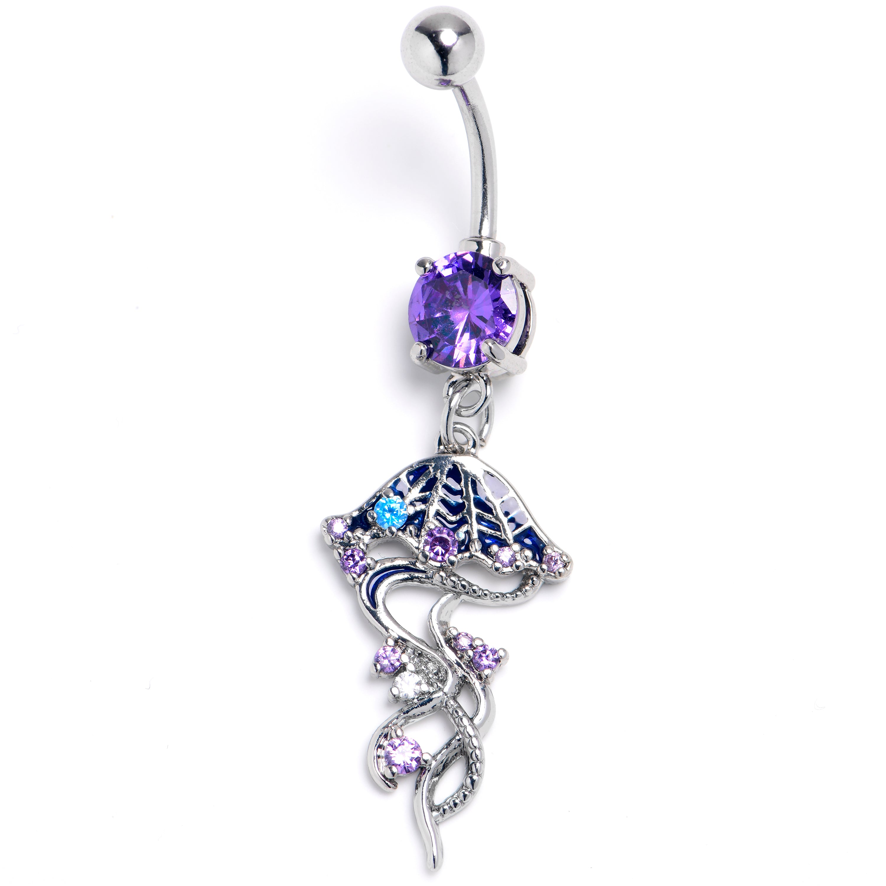 Blue Purple Gem Jellyfish Blue Dangle Belly Ring