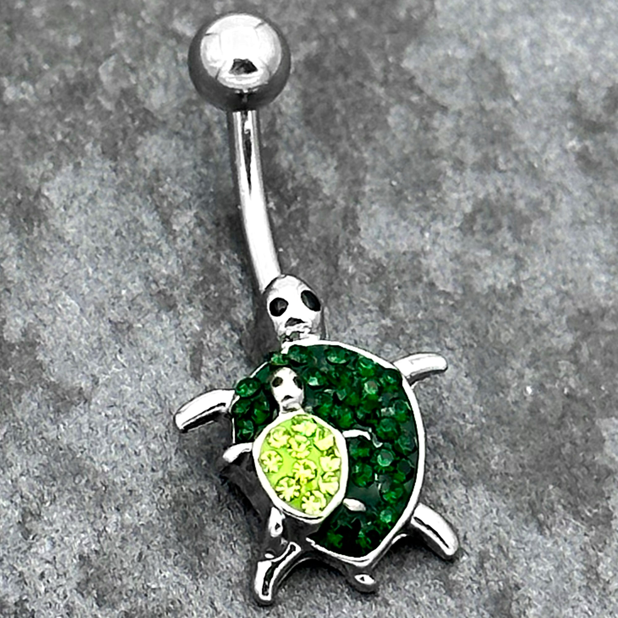 Green Gem Turtle World Belly Ring