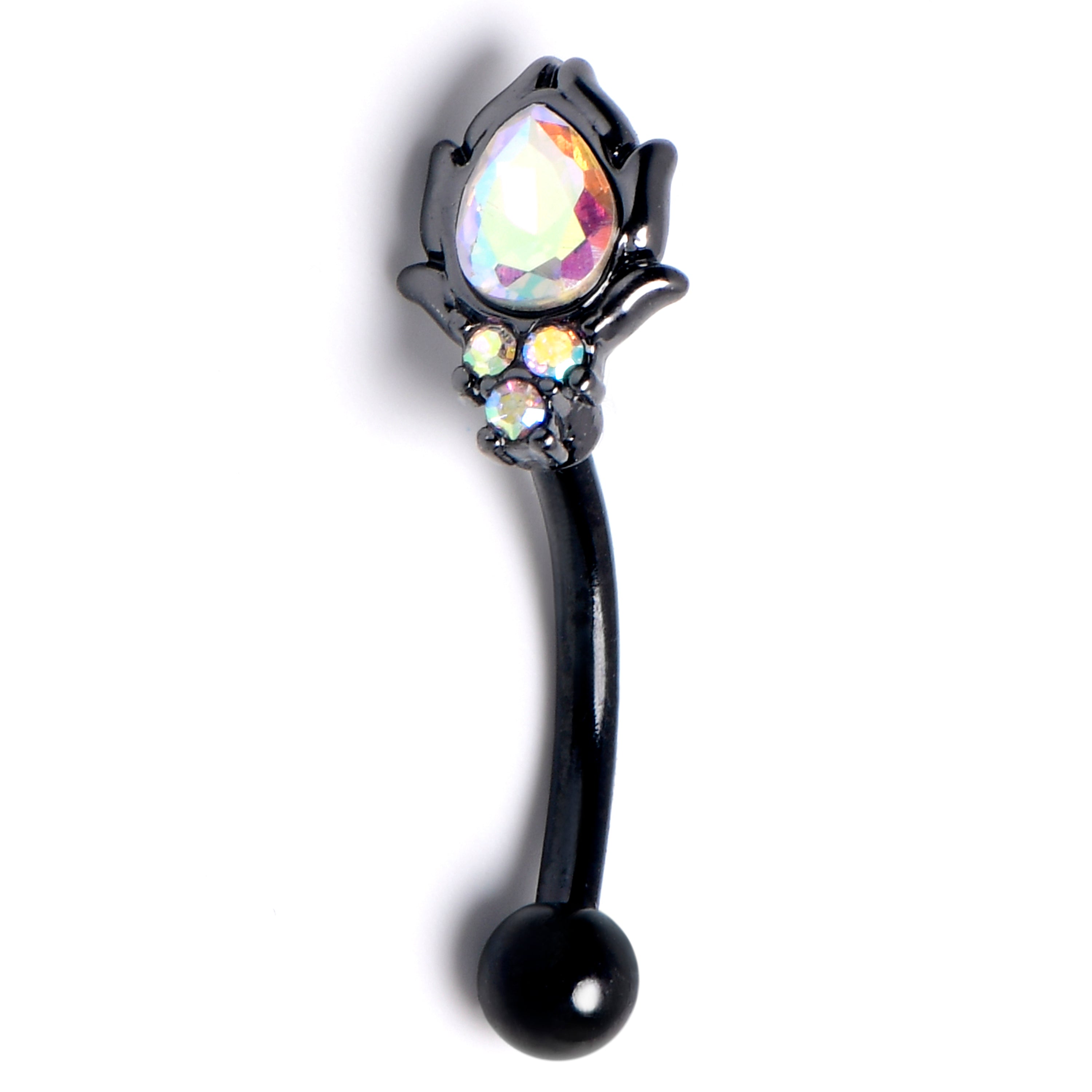 16 Gauge 5/16 Aurora Gem Black Dream Drop Curved Eyebrow Ring