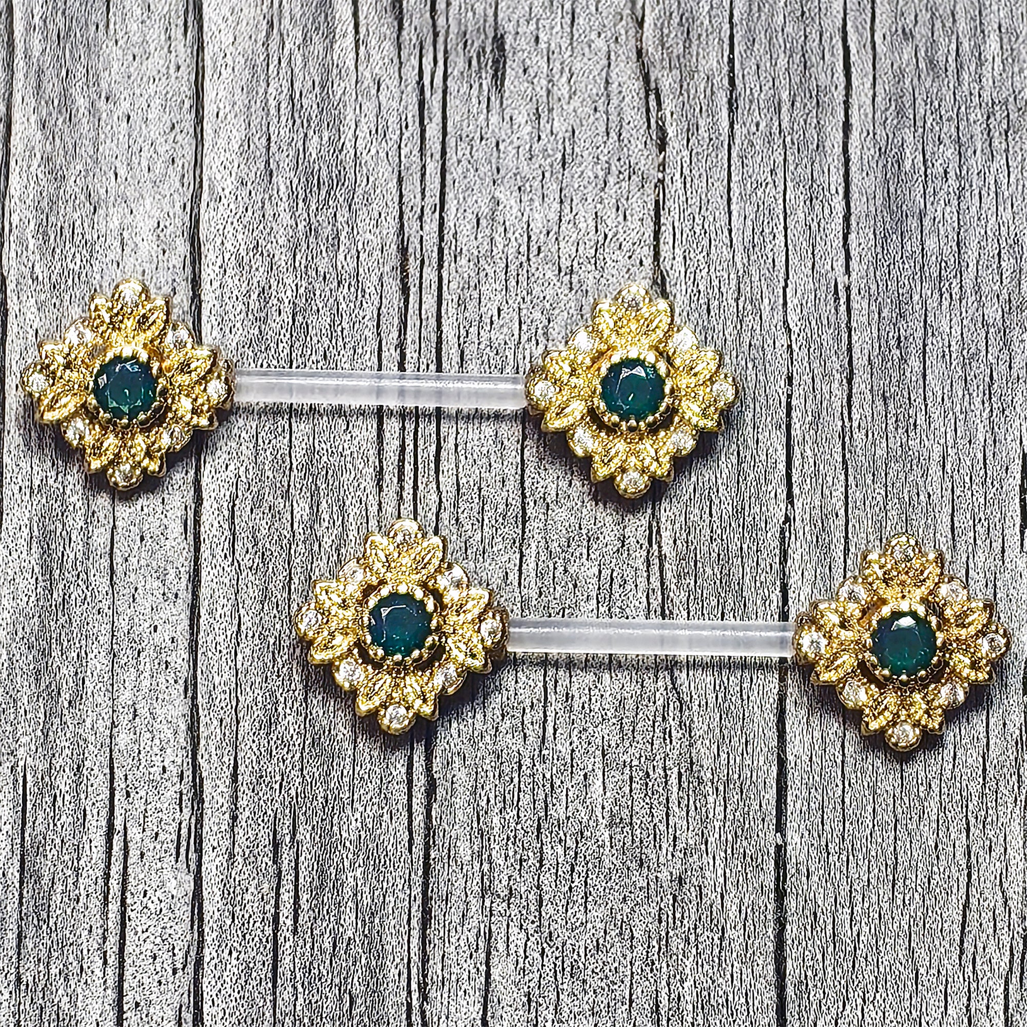 14 Gauge 9/16 Blue Gem Bioplast Deco Age Barbell Nipple Ring Set