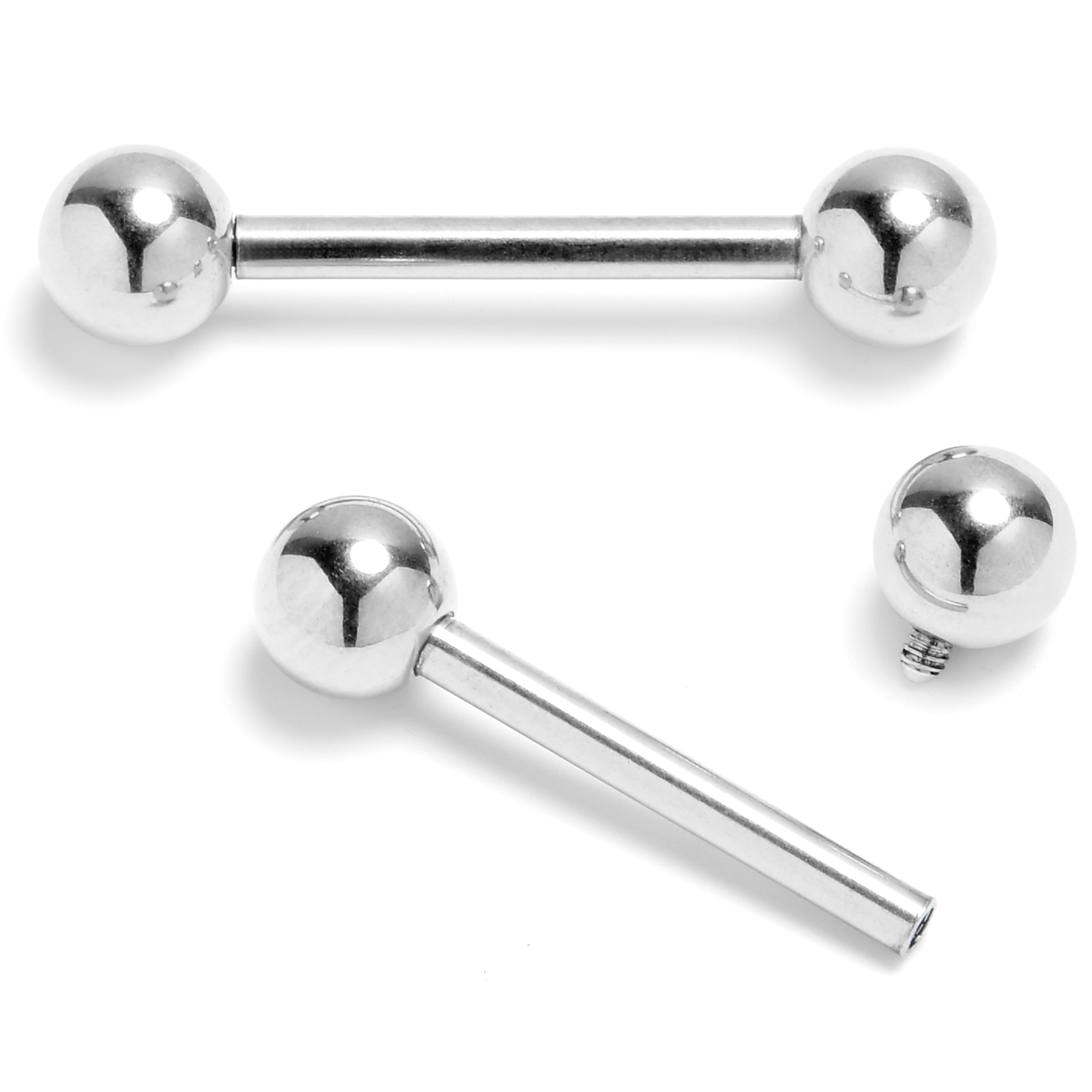 14 Gauge 9/16 Classic Internally Threaded Barbell Nipple Ring Set