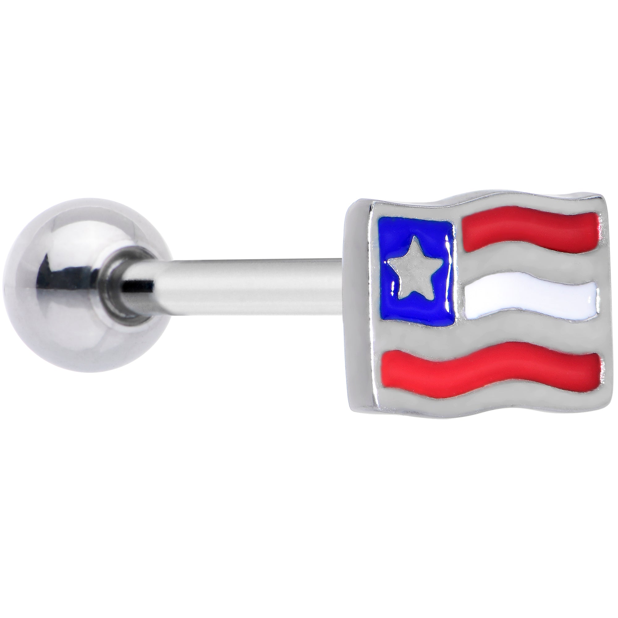 Patriotic Flag Barbell Tongue Ring