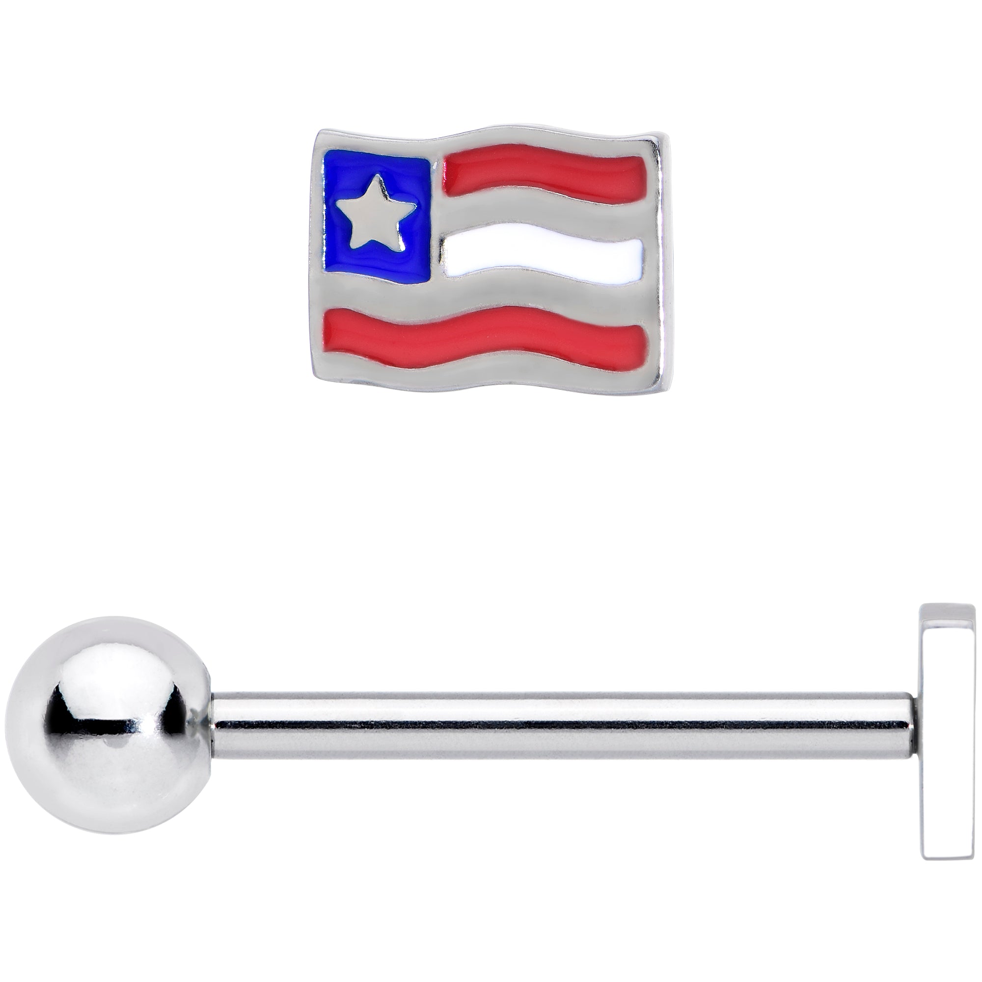 Patriotic Flag Barbell Tongue Ring