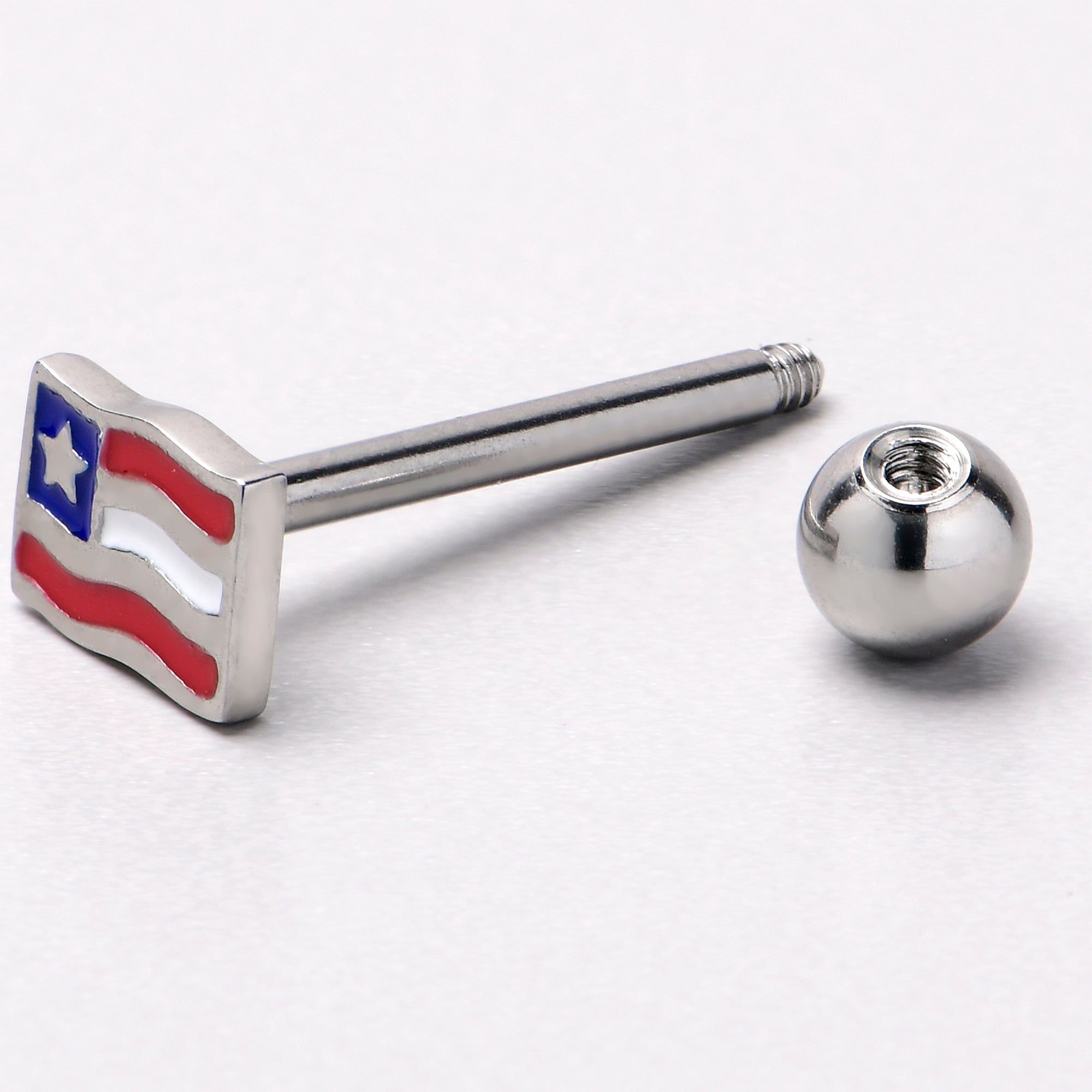 Patriotic Flag Barbell Tongue Ring