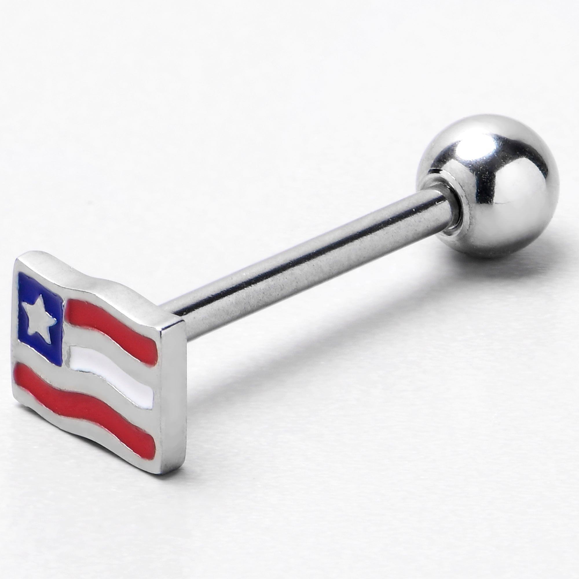 Patriotic Flag Barbell Tongue Ring