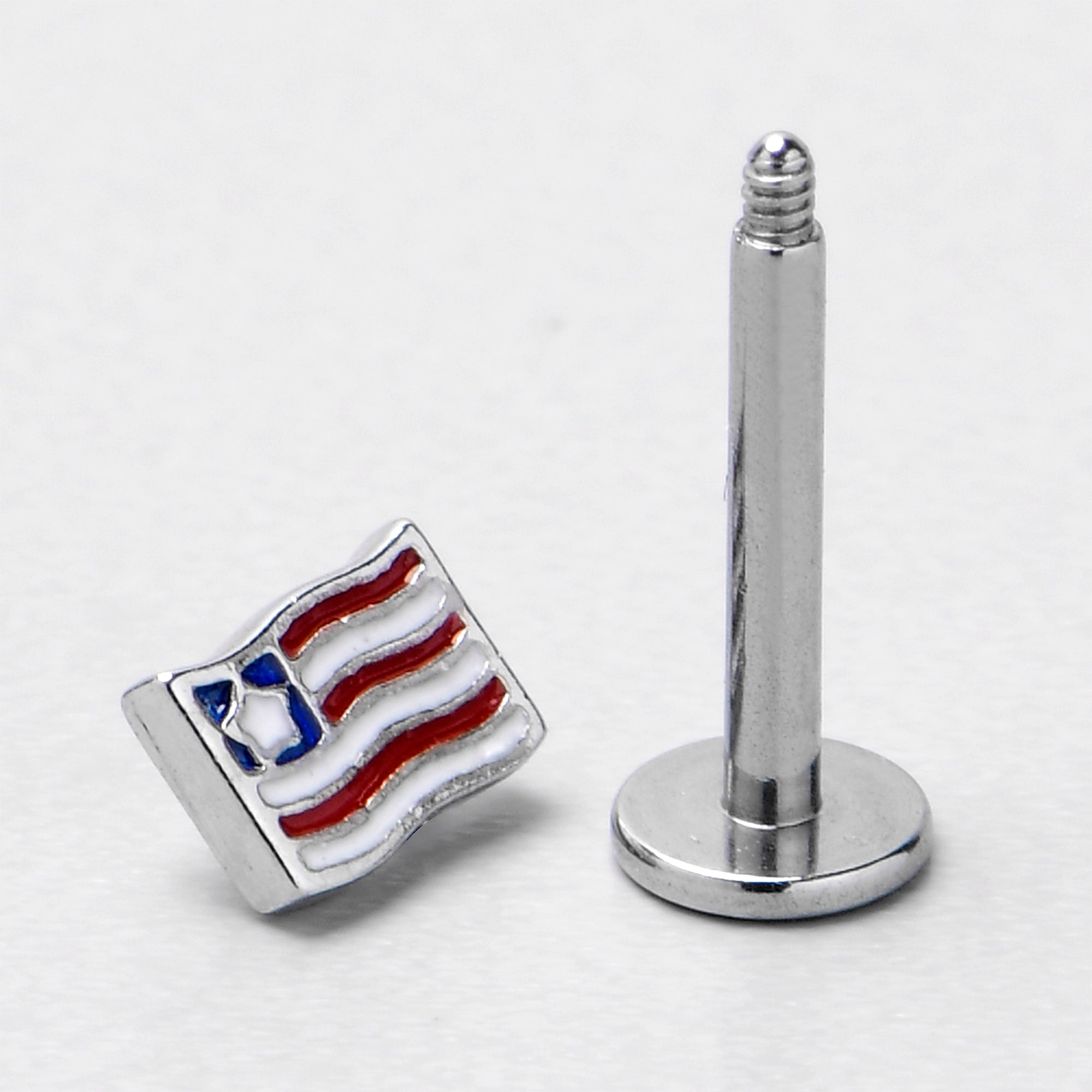 16 Gauge 5/16 Patriotic Flag Labret Monroe Tragus