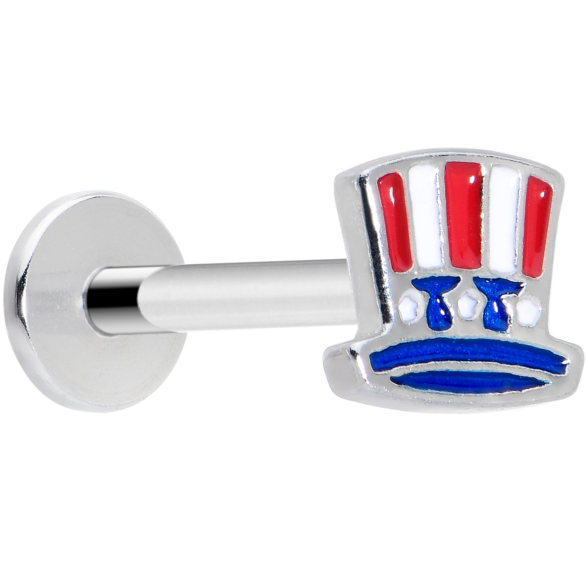 16 Gauge 5/16 Patriotic Uncle Sam Top Hat Labret Monroe Tragus