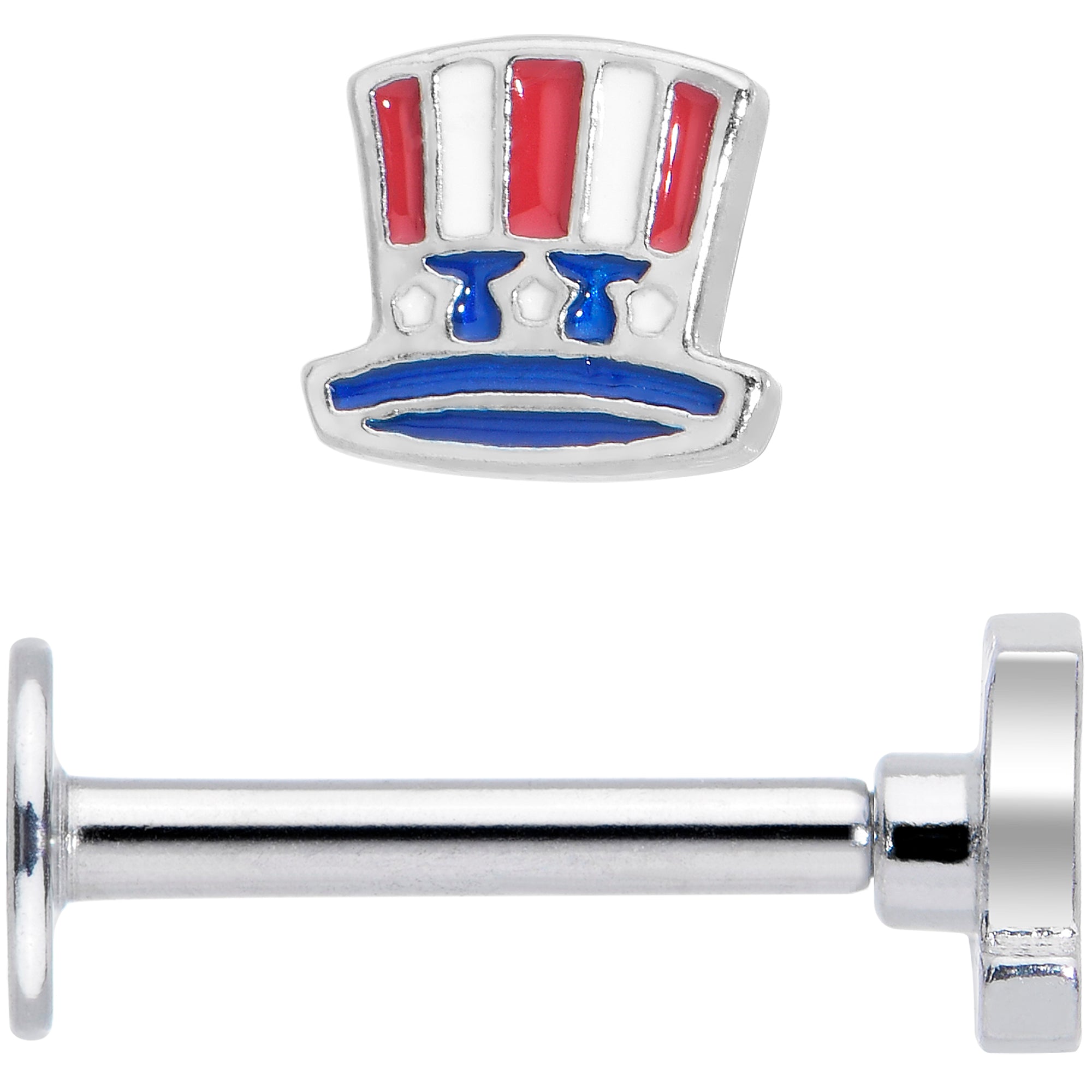 16 Gauge 5/16 Patriotic Uncle Sam Top Hat Labret Monroe Tragus