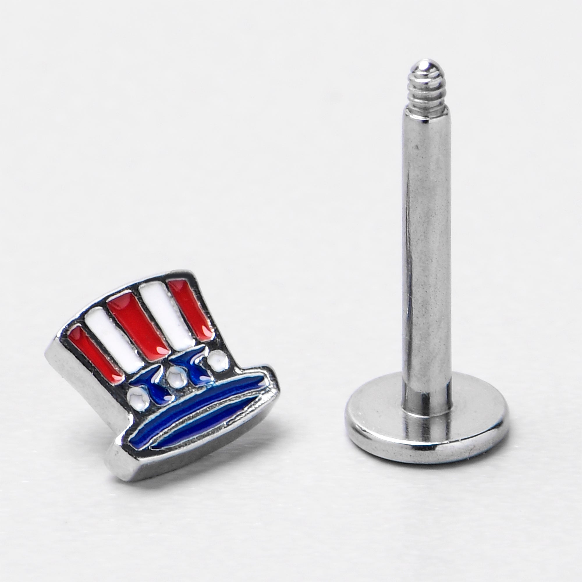 16 Gauge 5/16 Patriotic Uncle Sam Top Hat Labret Monroe Tragus