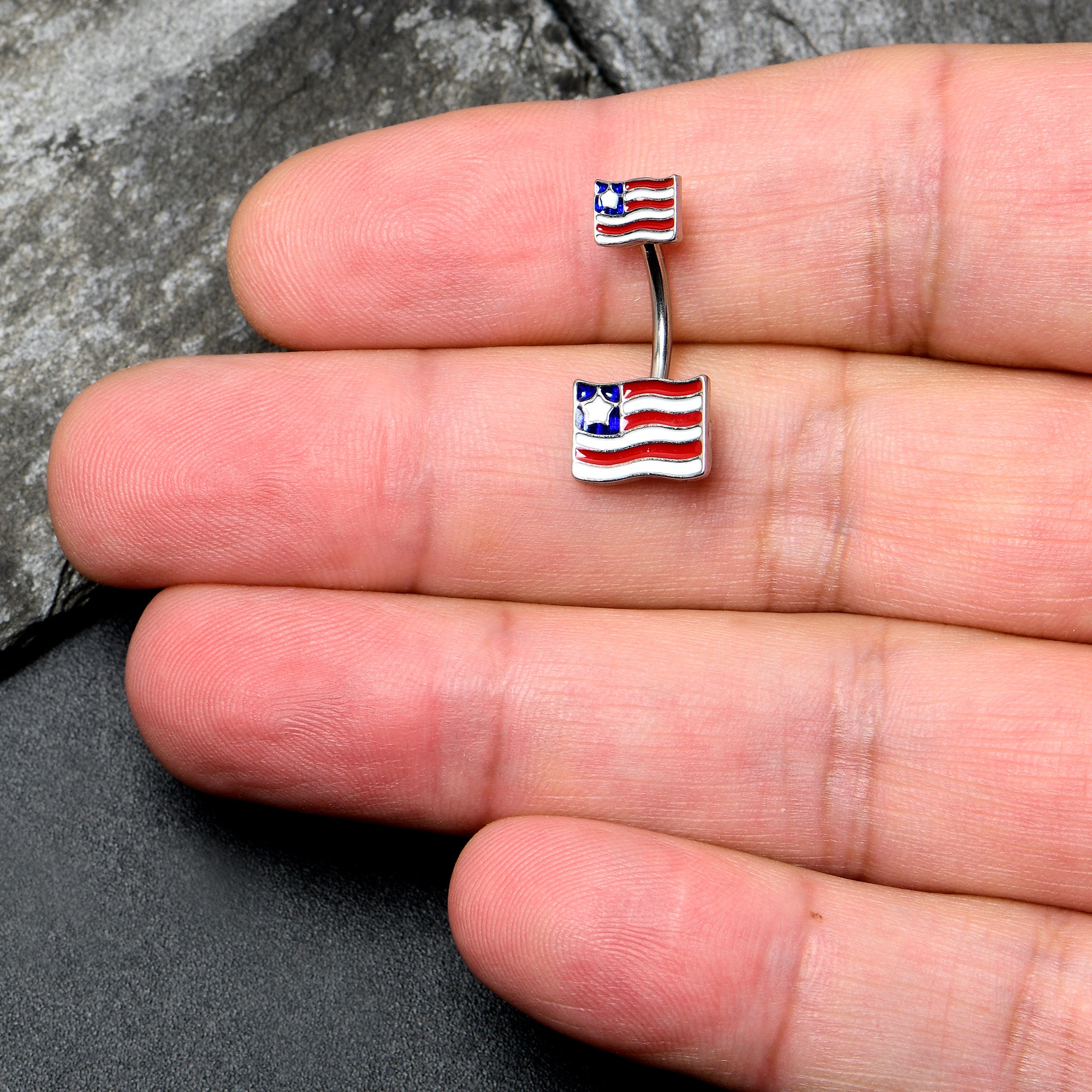 Patriotic Flag Double Mount Belly Ring