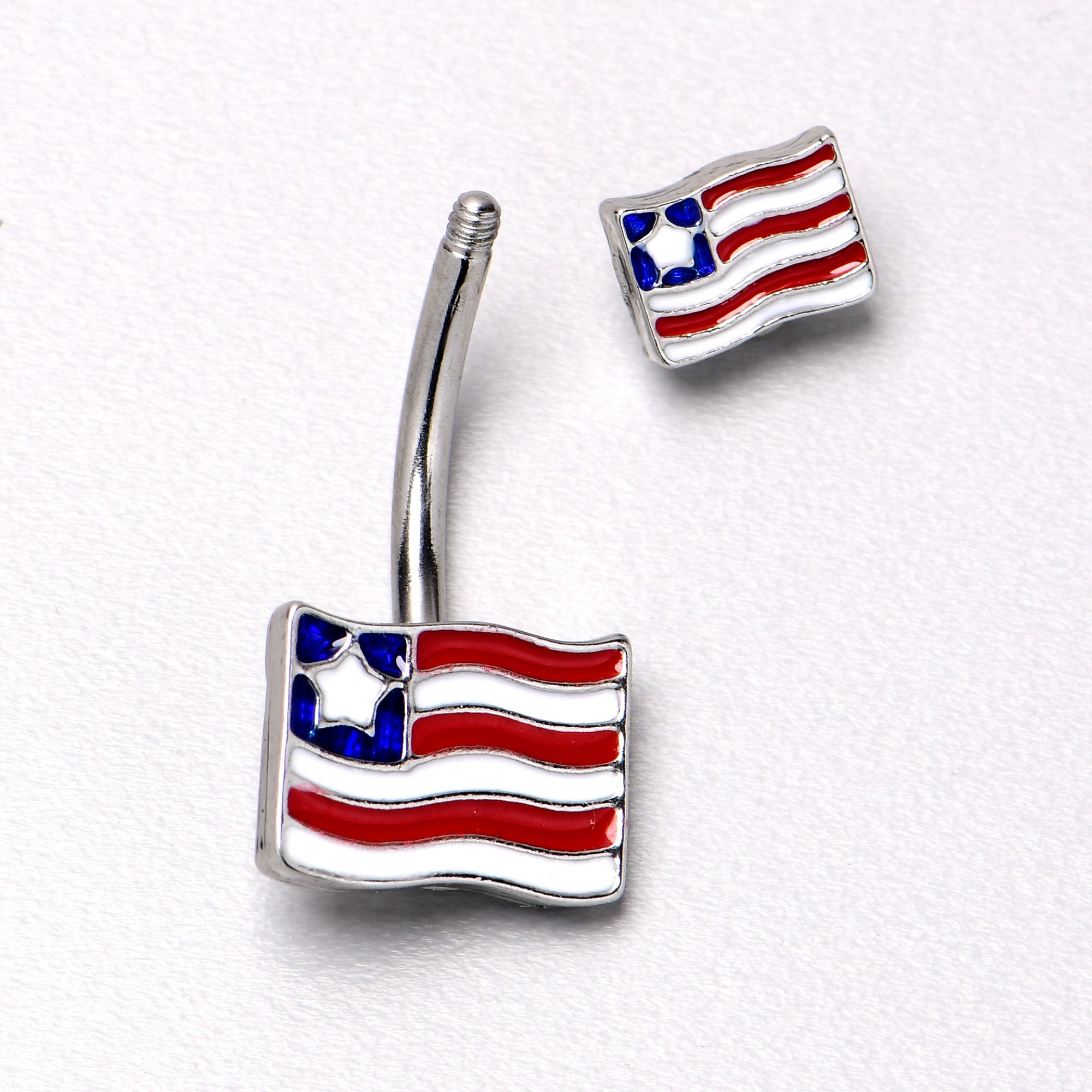 Patriotic Flag Double Mount Belly Ring