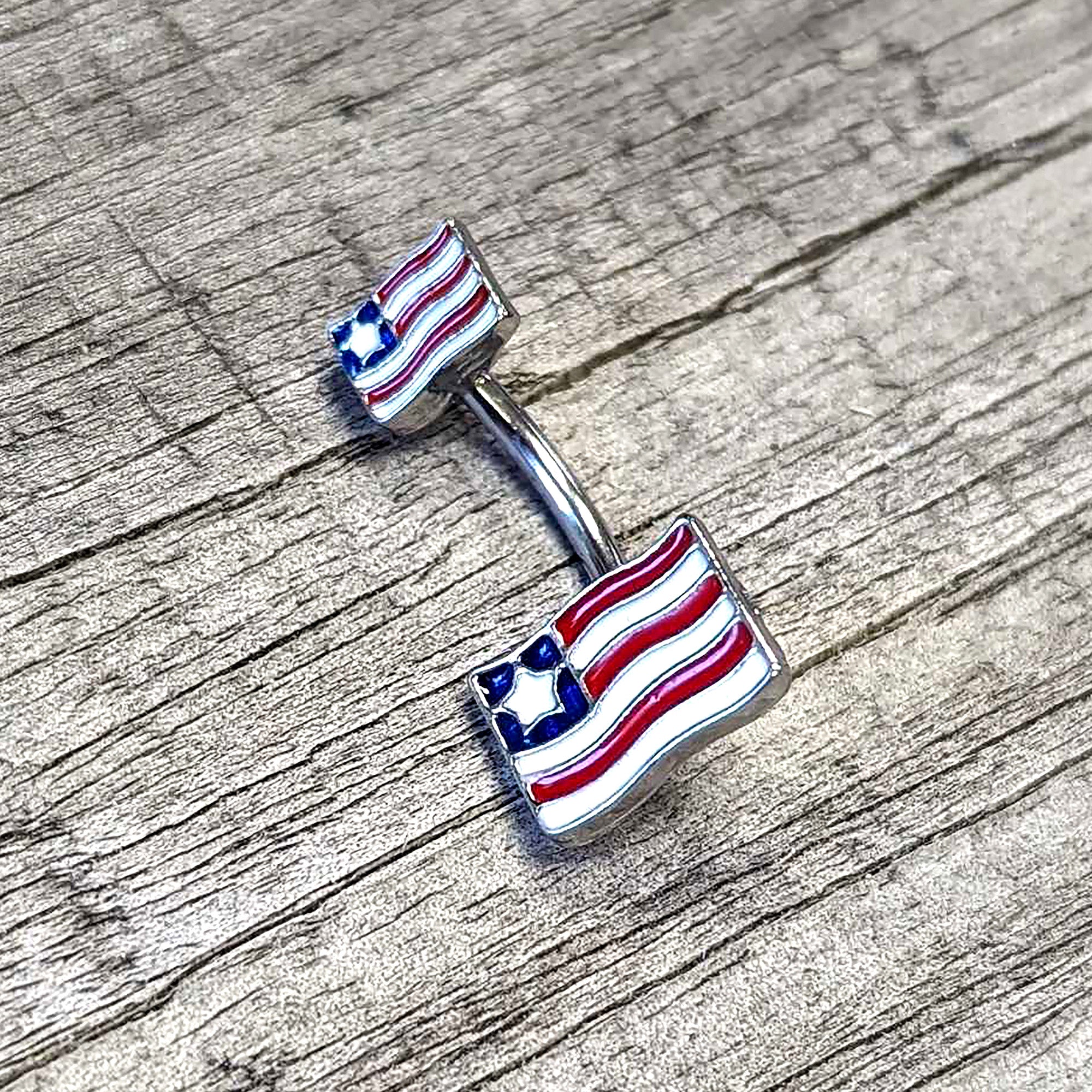 Patriotic Flag Double Mount Belly Ring