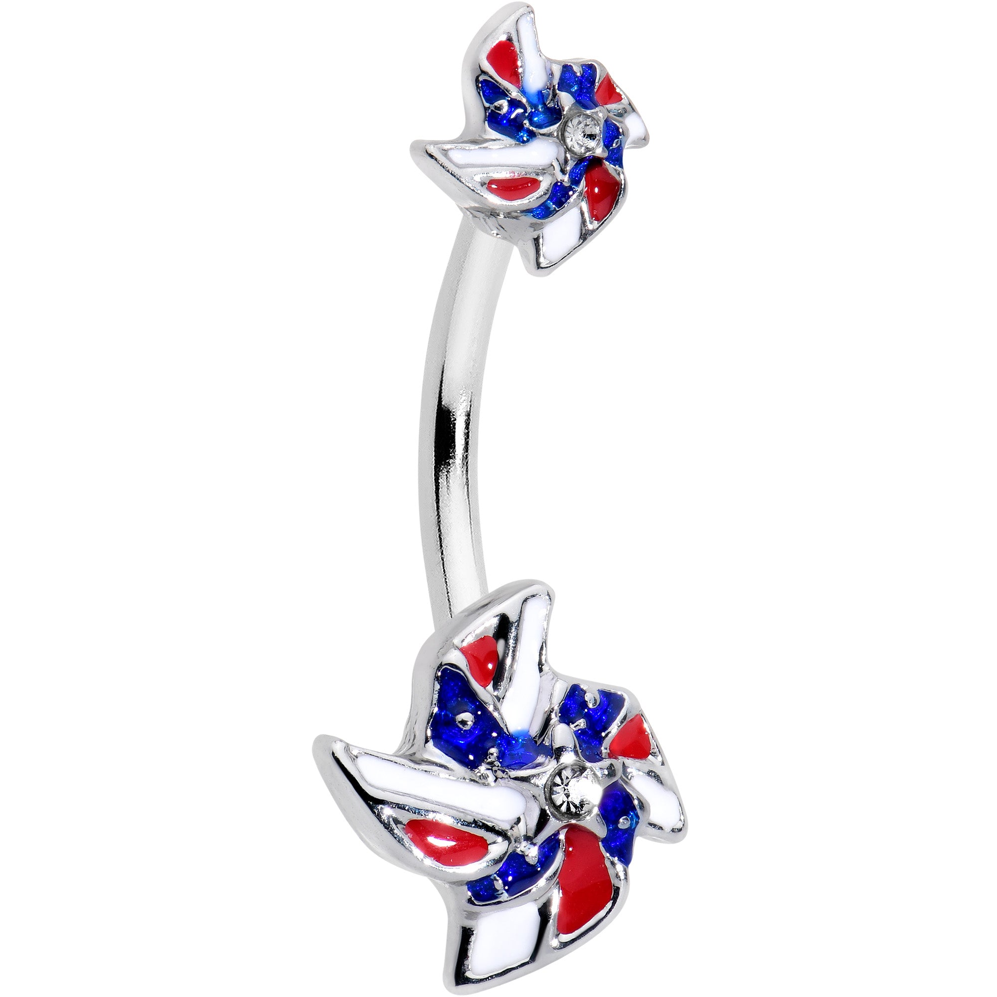 Patriotic Pinwheel Double Mount Belly Ring