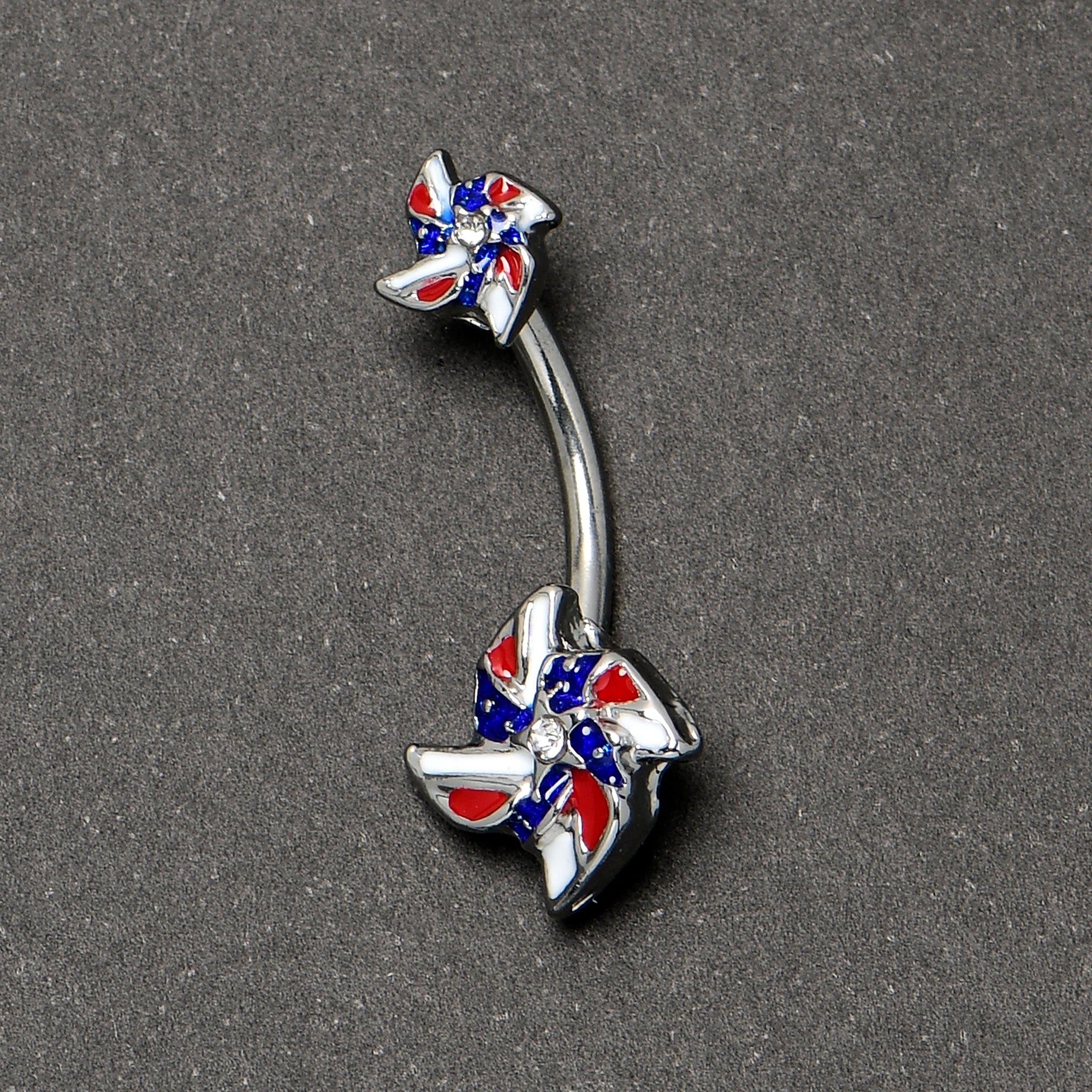 Patriotic Pinwheel Double Mount Belly Ring