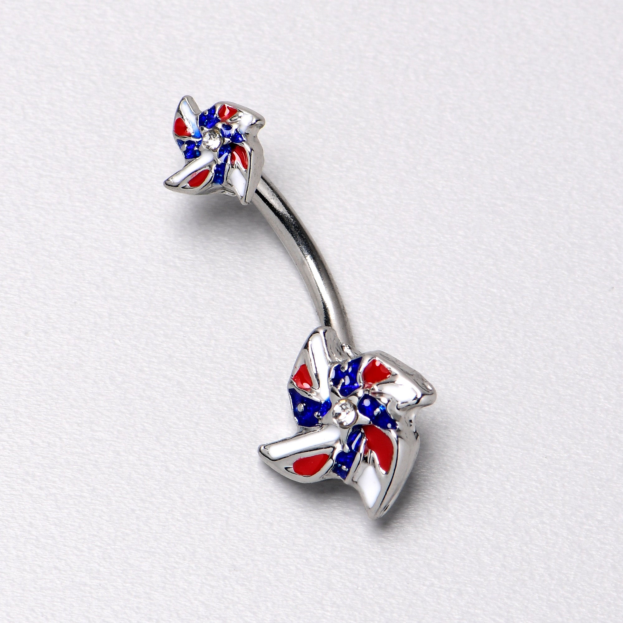 Patriotic Pinwheel Double Mount Belly Ring