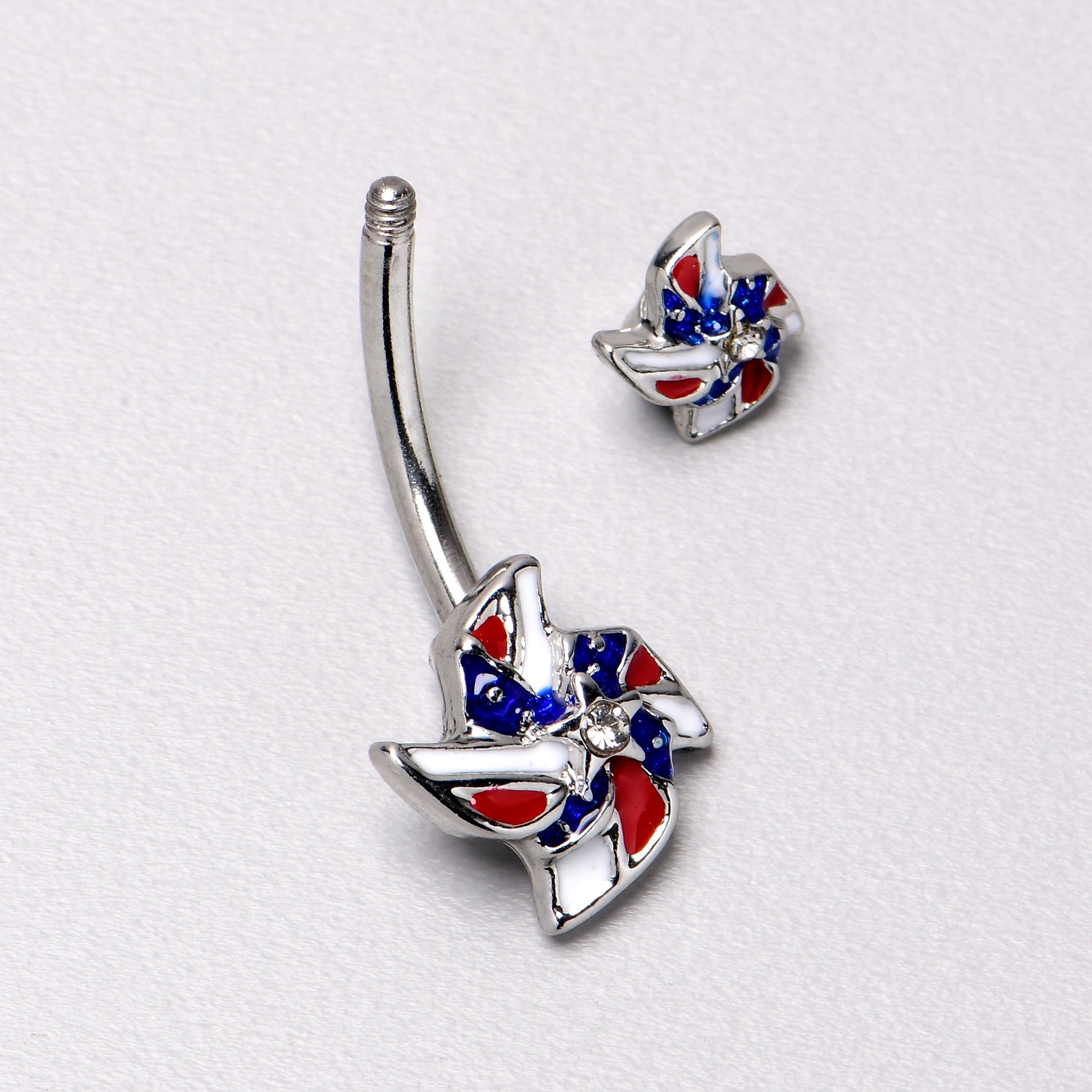 Patriotic Pinwheel Double Mount Belly Ring