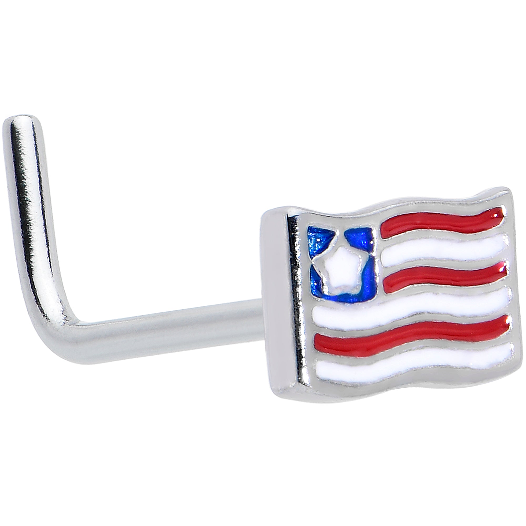 20 Gauge 7mm Patriotic Flag L Shape Nose Ring