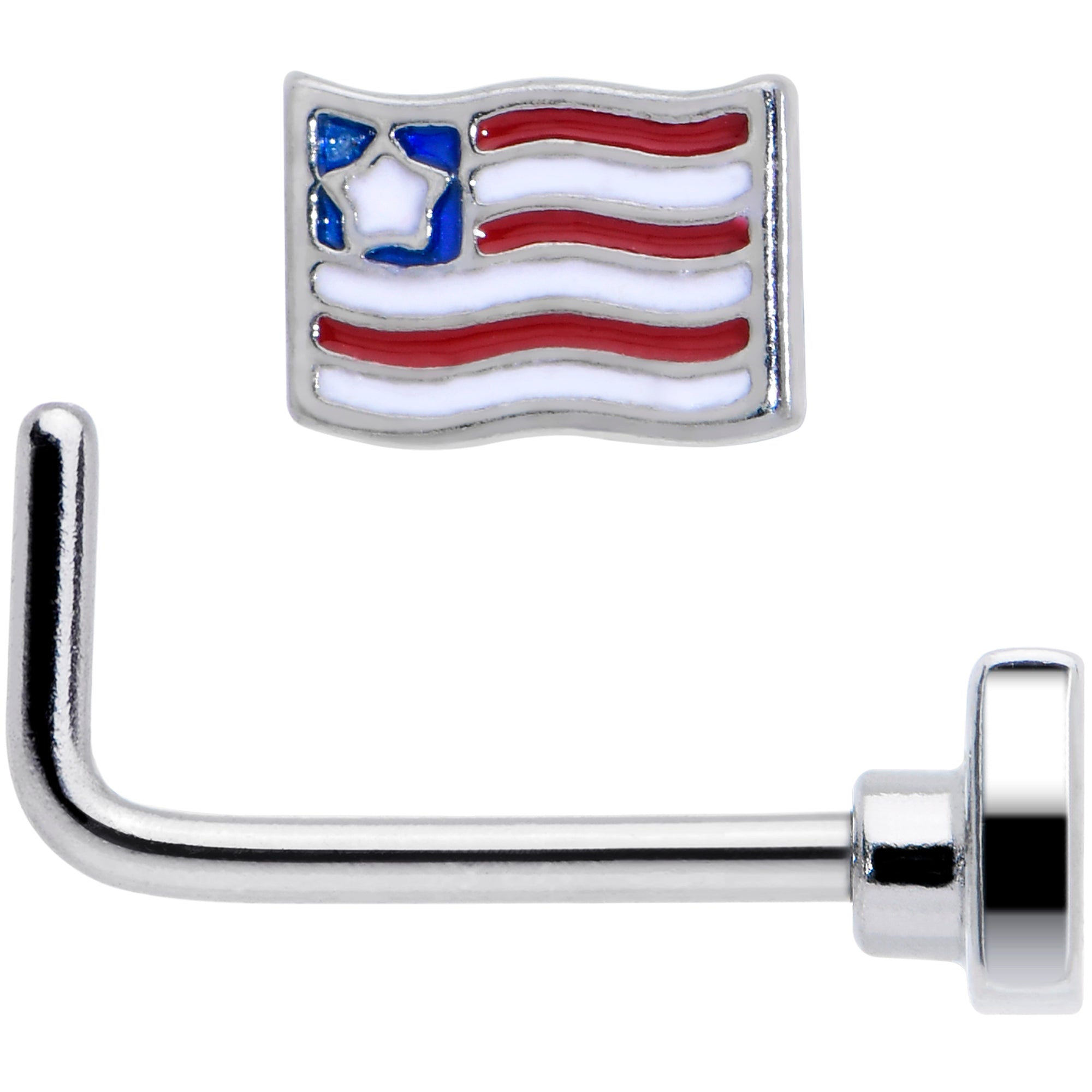 20 Gauge 7mm Patriotic Flag L Shape Nose Ring