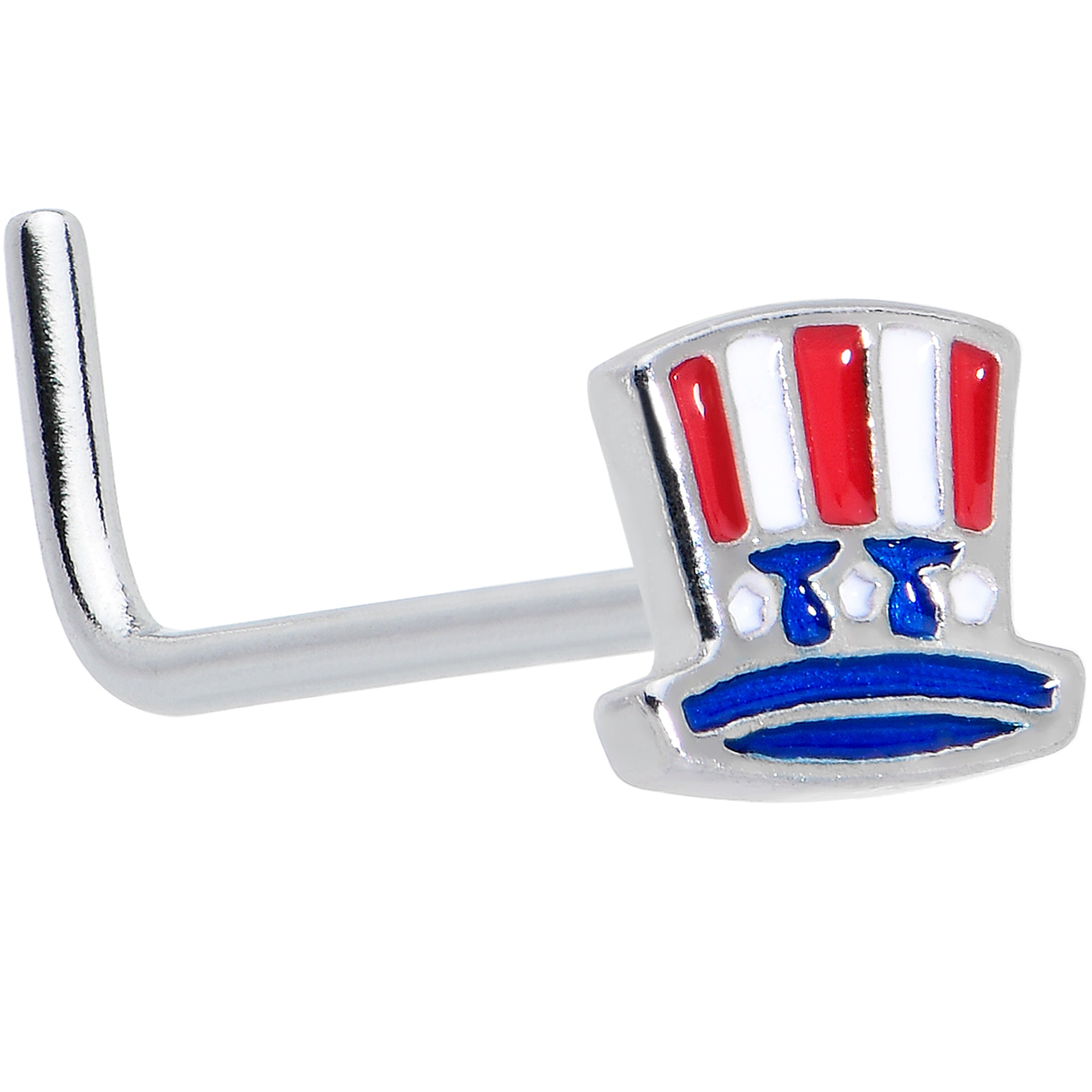 20 Gauge 7mm Patriotic Uncle Sam Top Hat L Shape Nose Ring