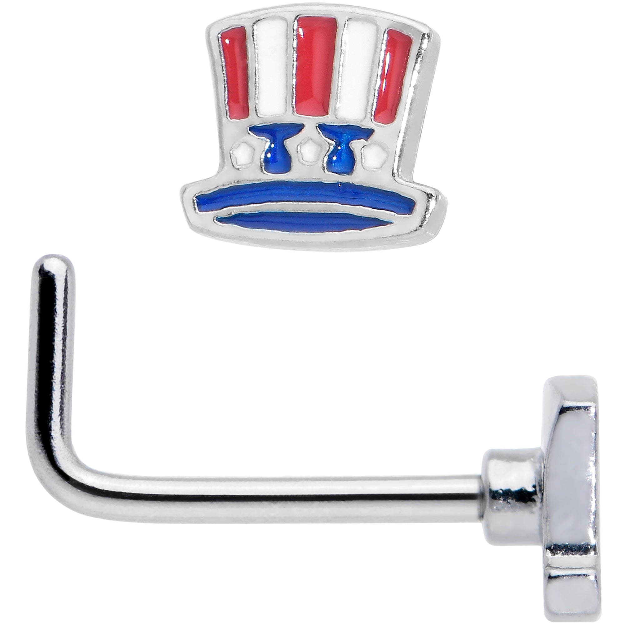 20 Gauge 7mm Patriotic Uncle Sam Top Hat L Shape Nose Ring