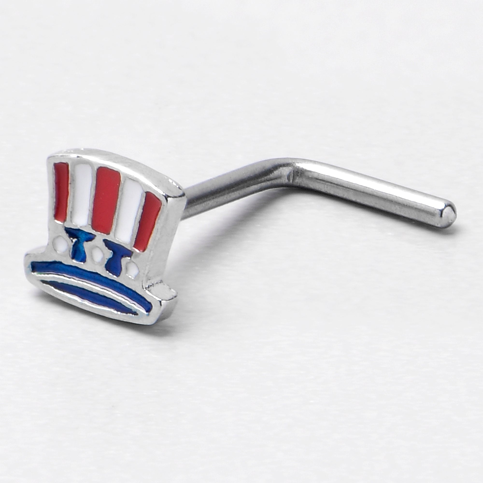 20 Gauge 7mm Patriotic Uncle Sam Top Hat L Shape Nose Ring