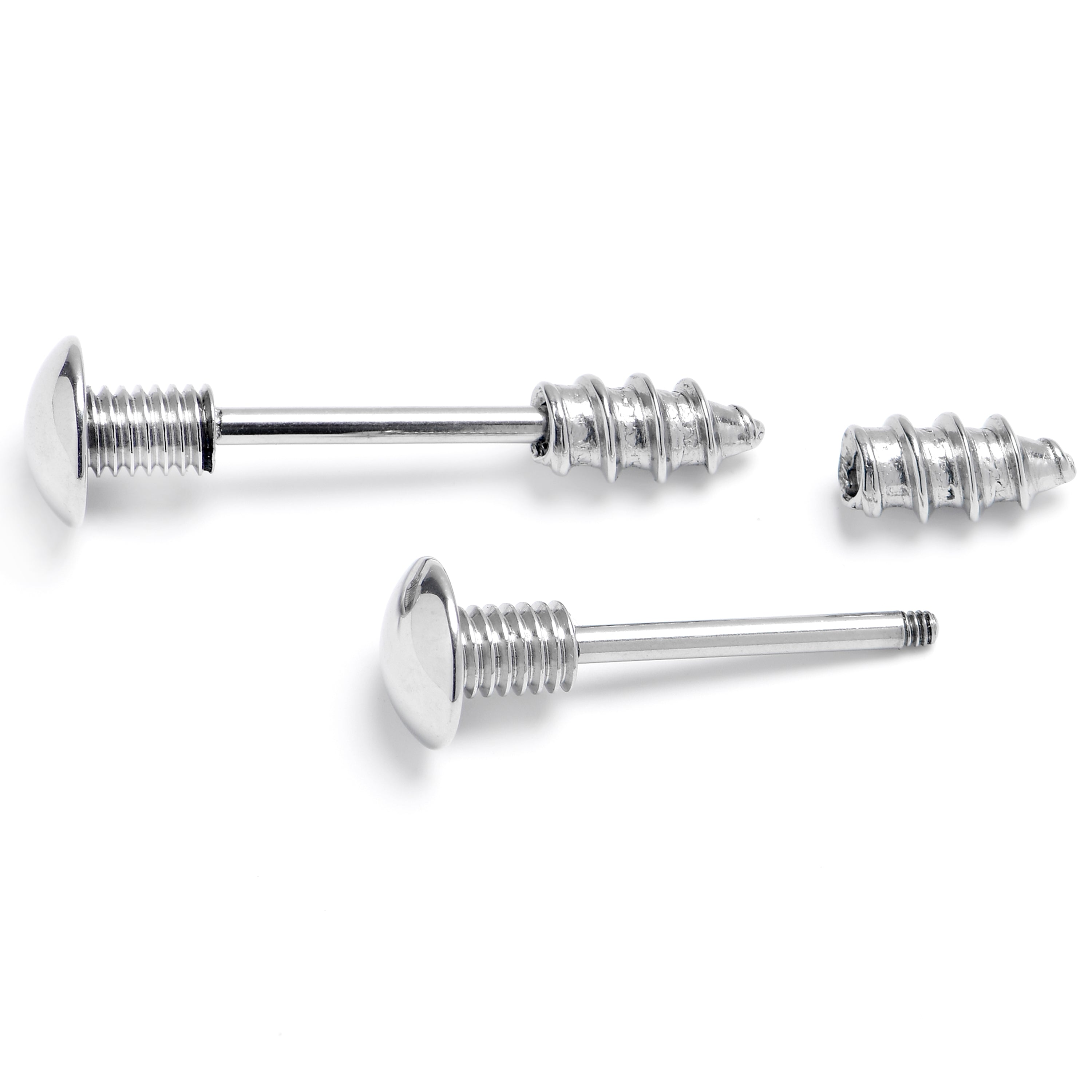 14 Gauge 9/16 Optical Illusion Screw Barbell Nipple Ring Set